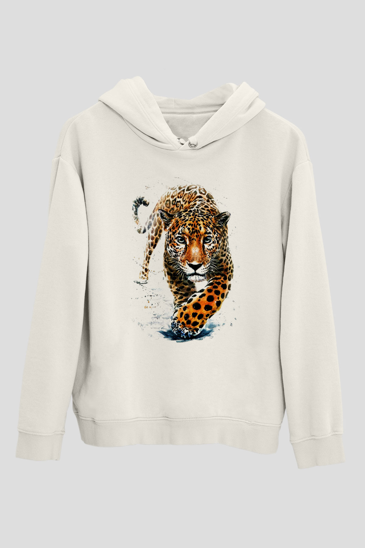 Çita Beyaz Unisex Kapşonlu Sweatshirt