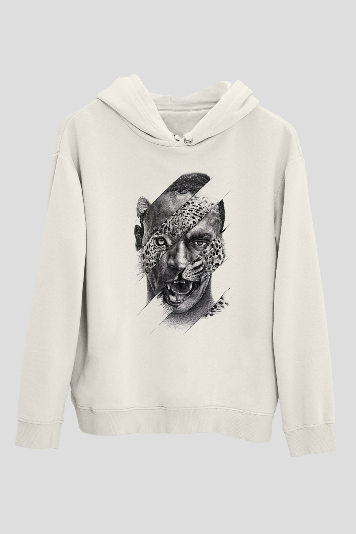 Çita Beyaz Unisex Kapşonlu Sweatshirt