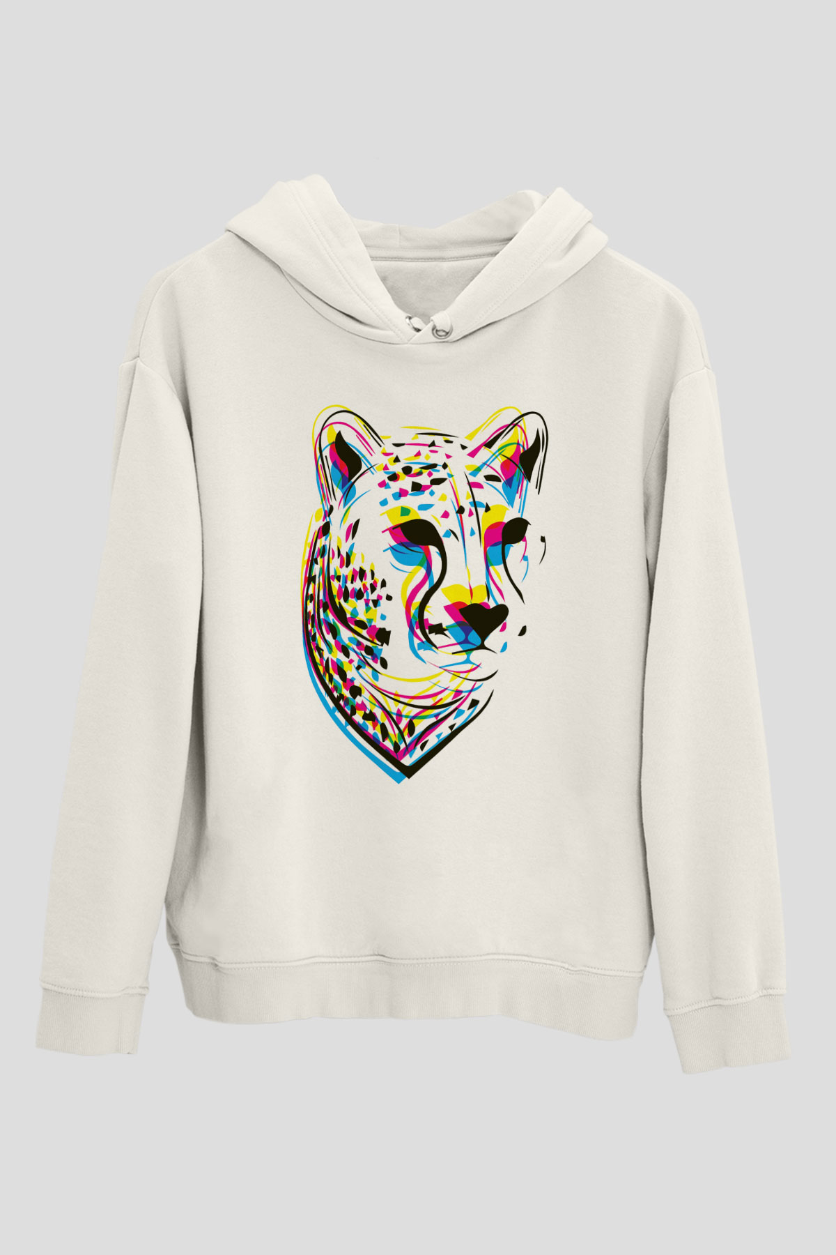 Çita Beyaz Unisex Kapşonlu Sweatshirt