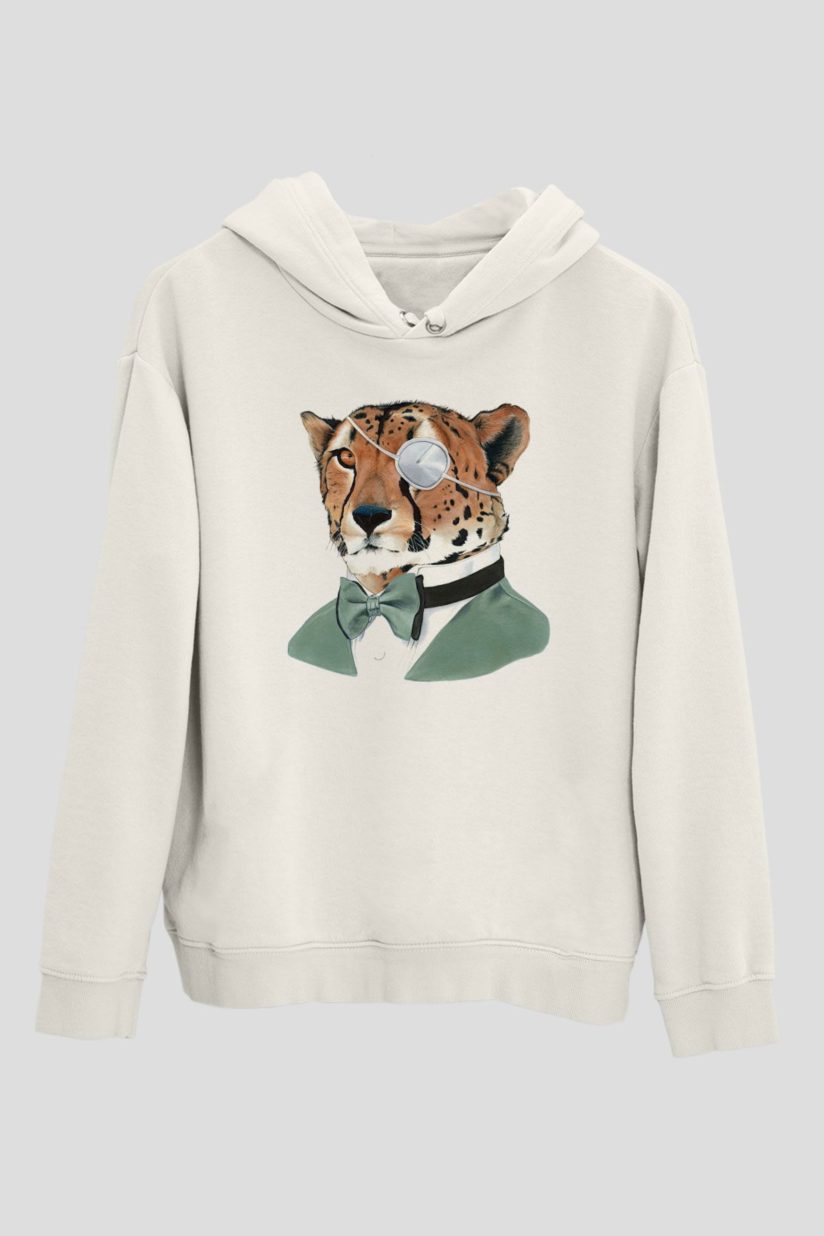 Çita Beyaz Unisex Kapşonlu Sweatshirt