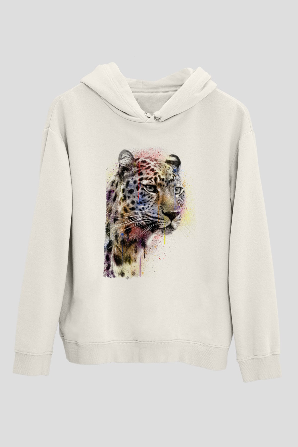 Çita Beyaz Unisex Kapüşonlu Sweatshirt