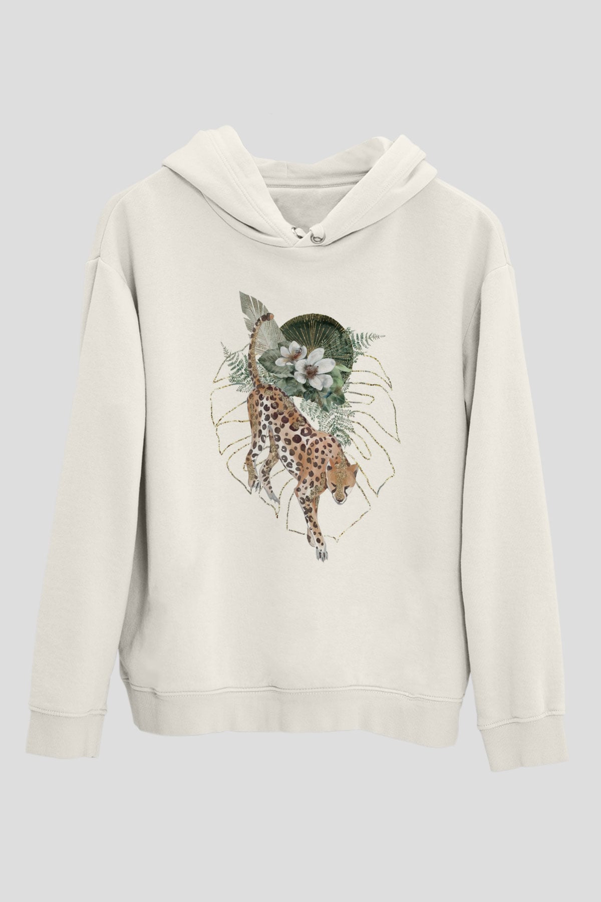 Çita Beyaz Unisex Kapüşonlu Sweatshirt