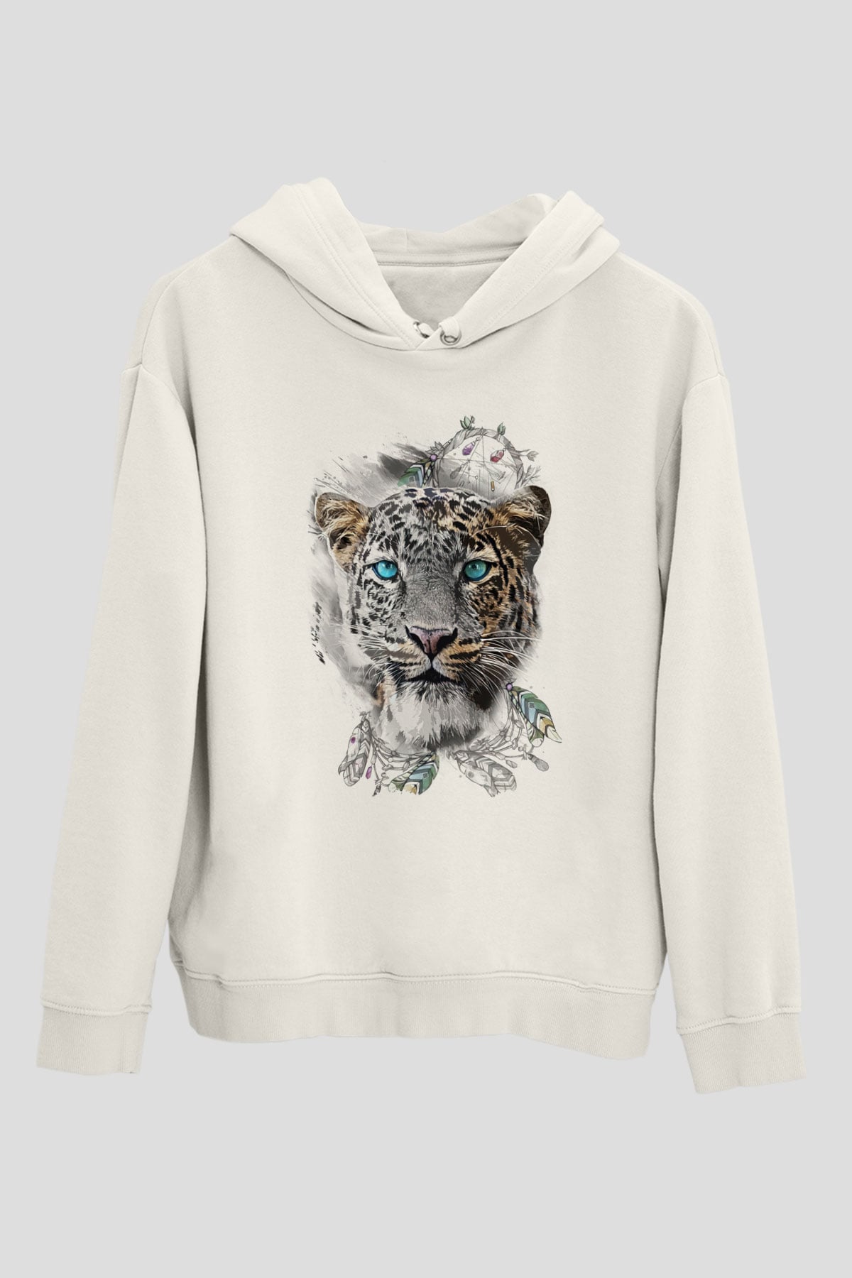 Çita Beyaz Unisex Kapüşonlu Sweatshirt