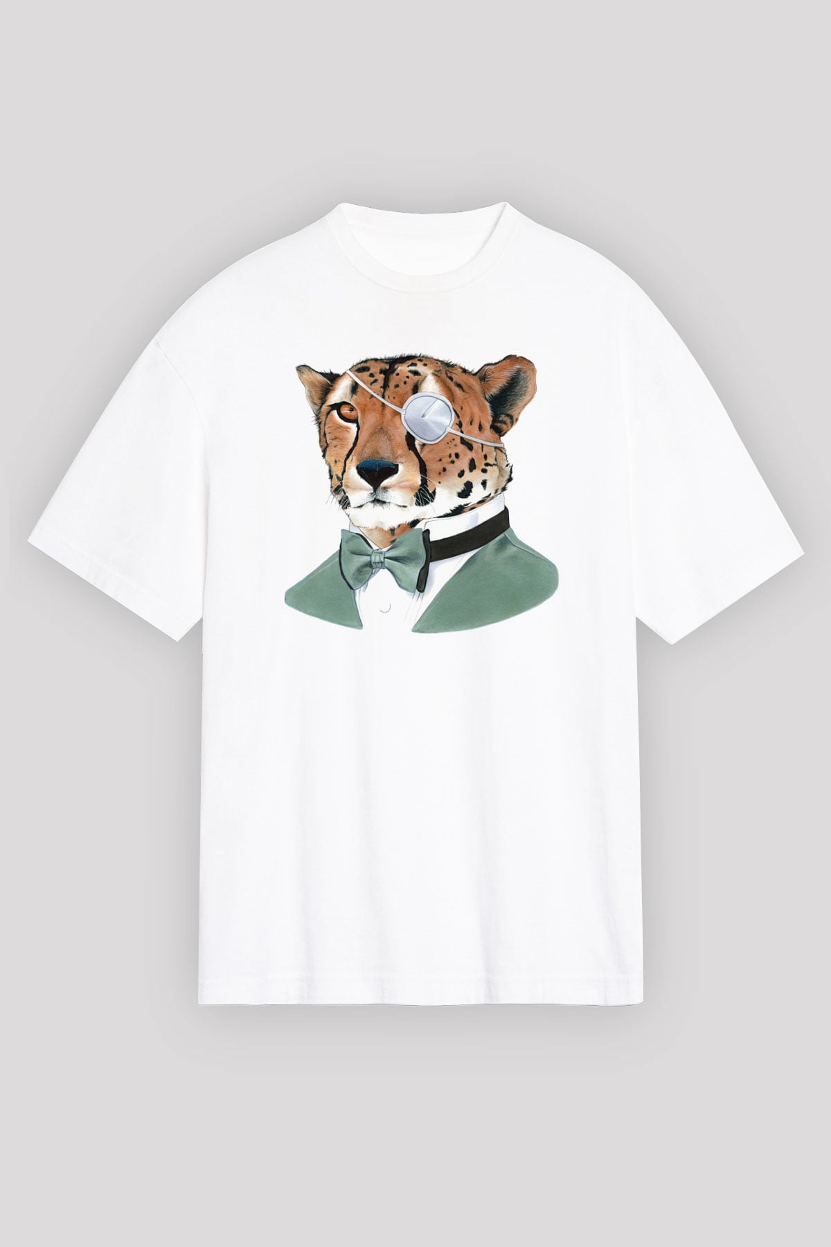Çita Beyaz Unisex Oversize Tişört T-Shirt