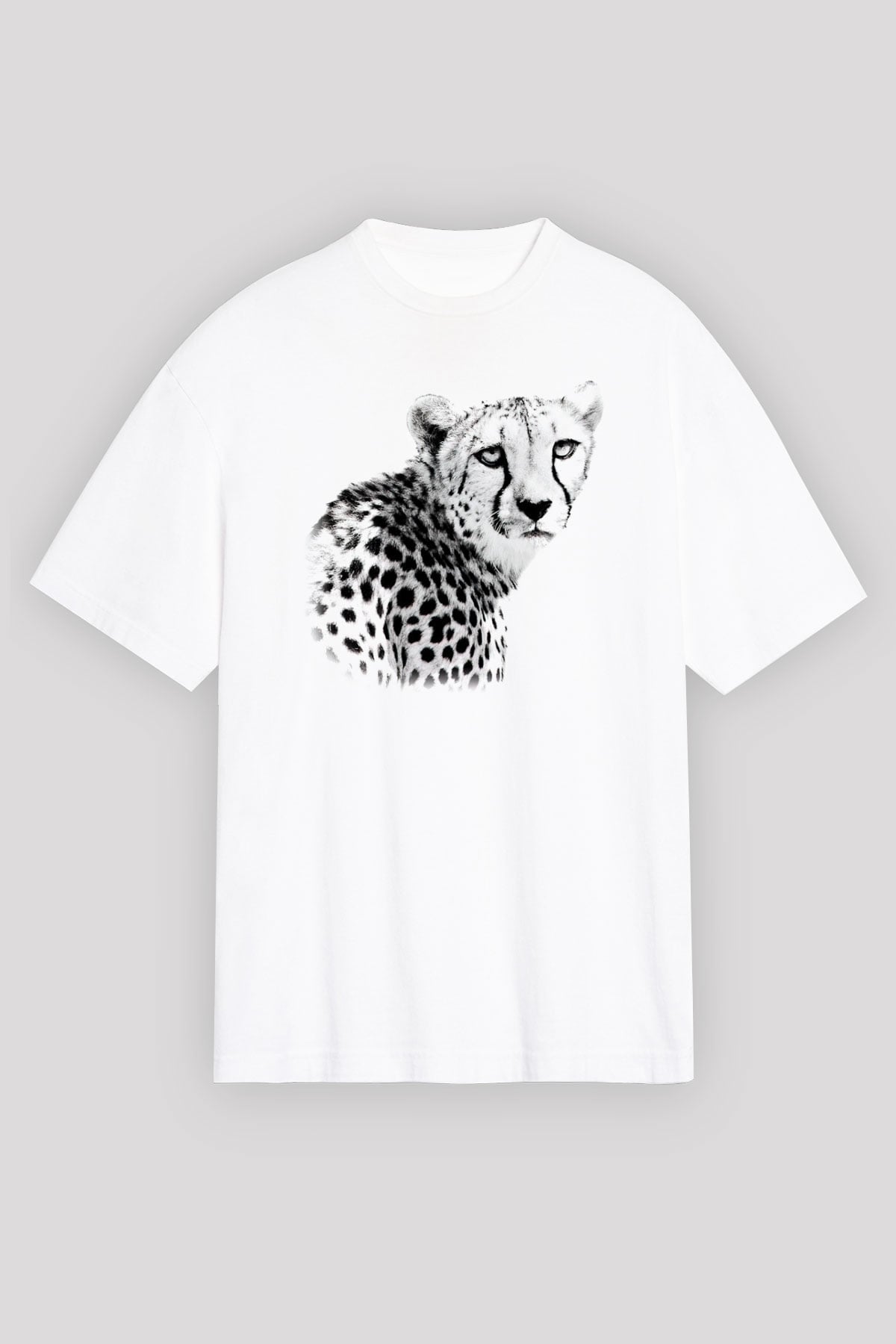 Çita Beyaz Unisex Oversize Tişört T-Shirt