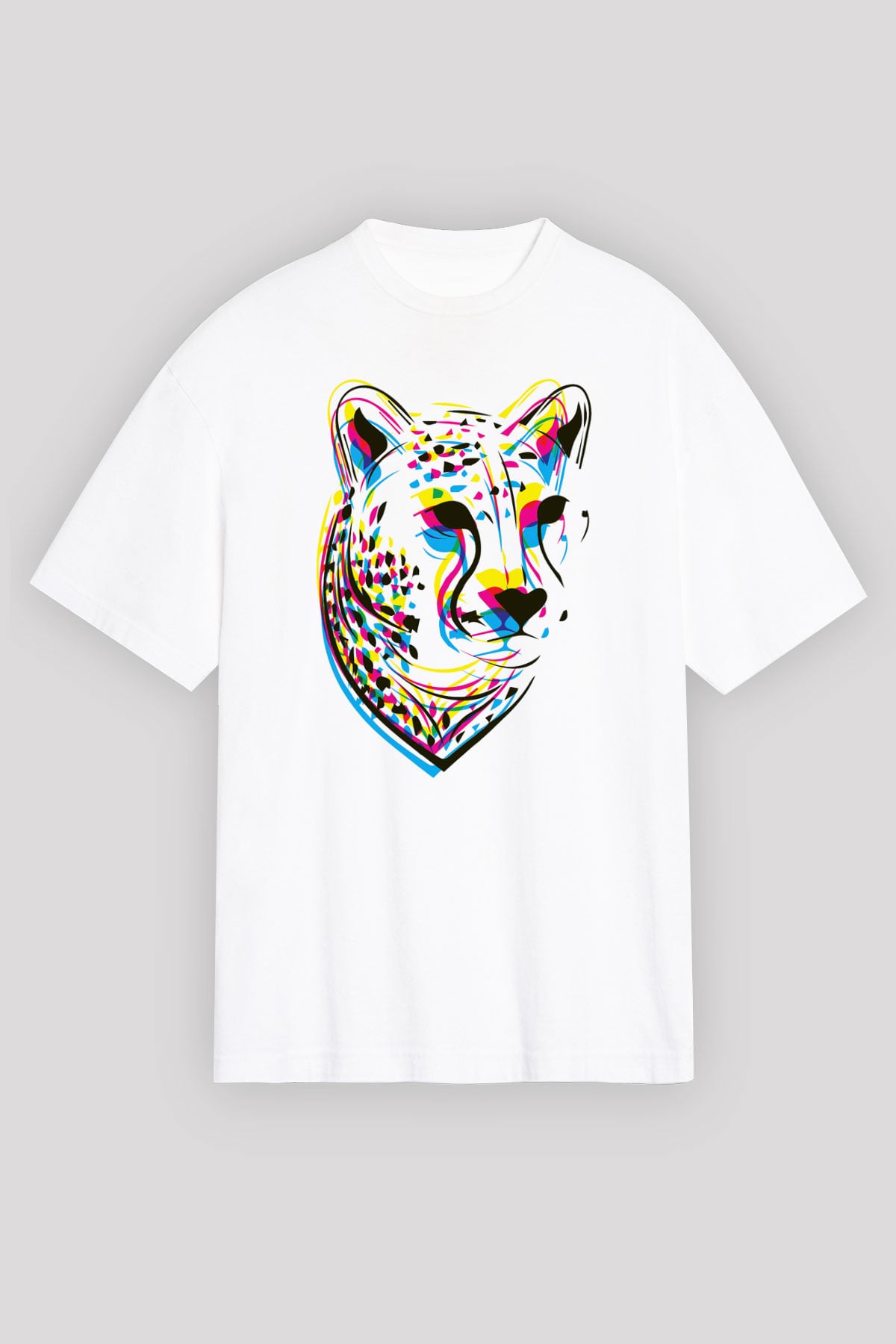 Çita Beyaz Unisex Oversize Tişört T-Shirt