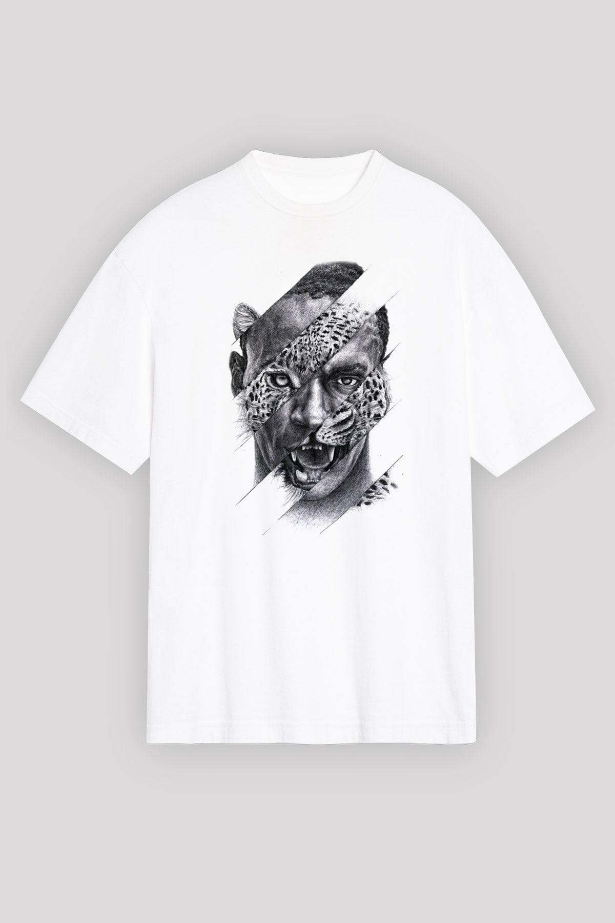Çita Beyaz Unisex Oversize Tişört T-Shirt