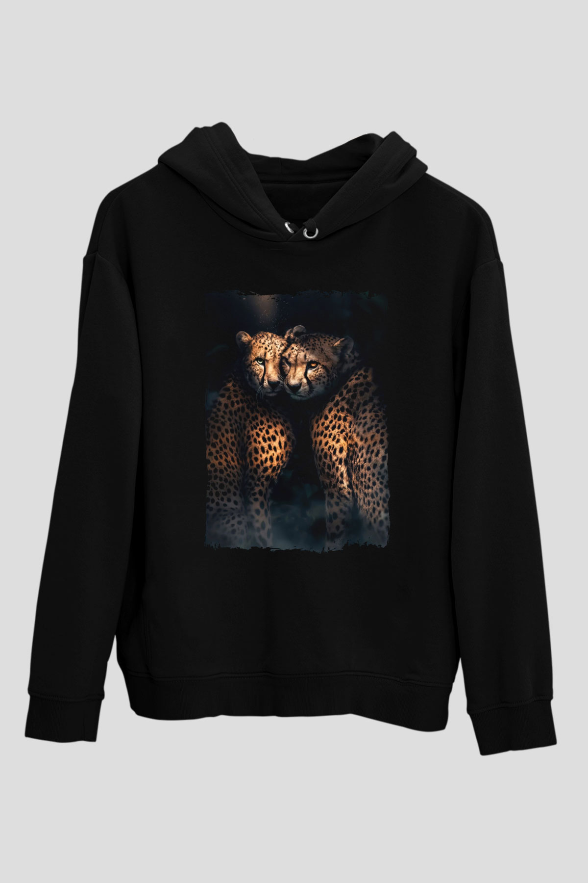 Çita Siyah Unisex Kapüşonlu Sweatshirt