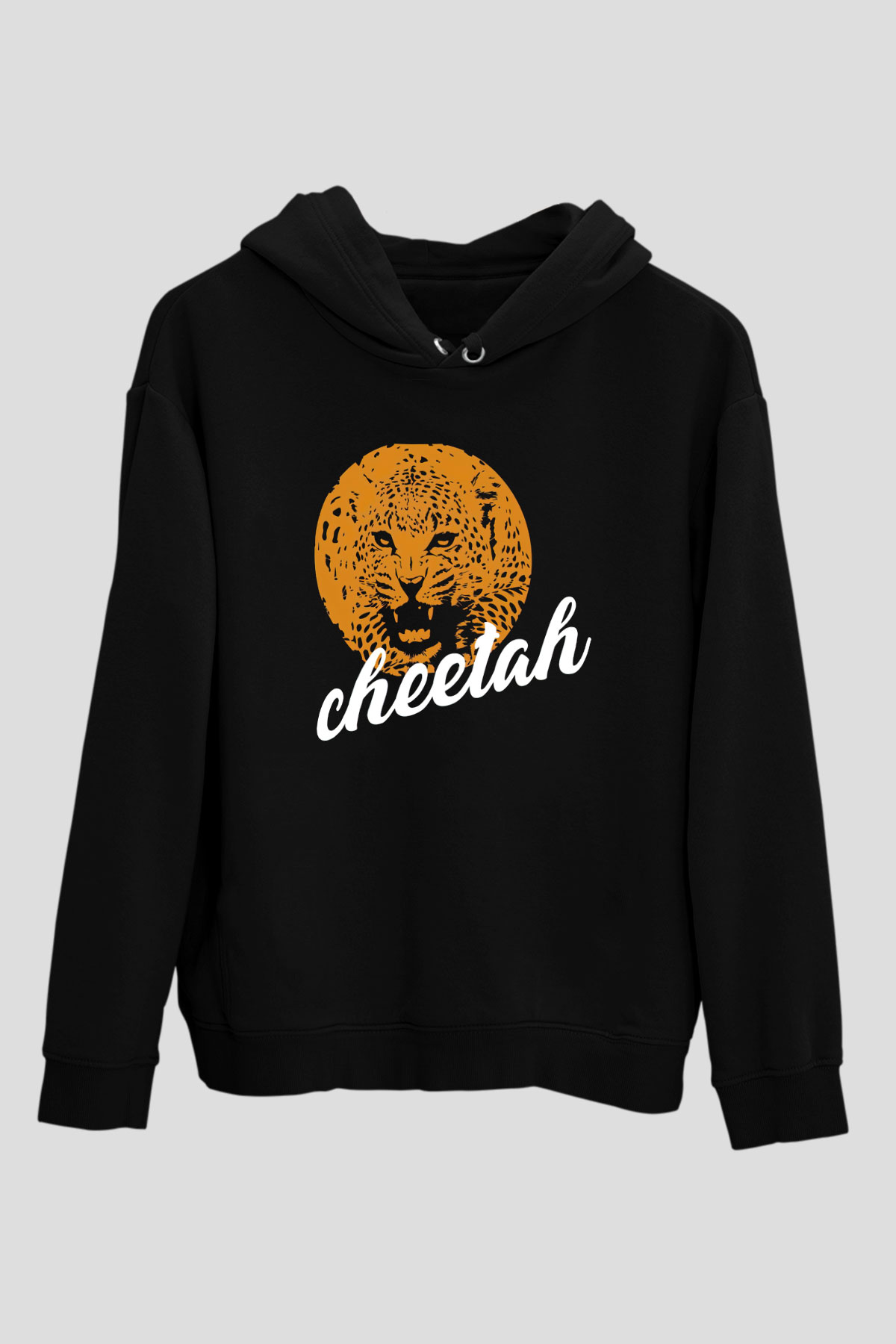 Çita Siyah Unisex Kapüşonlu Sweatshirt