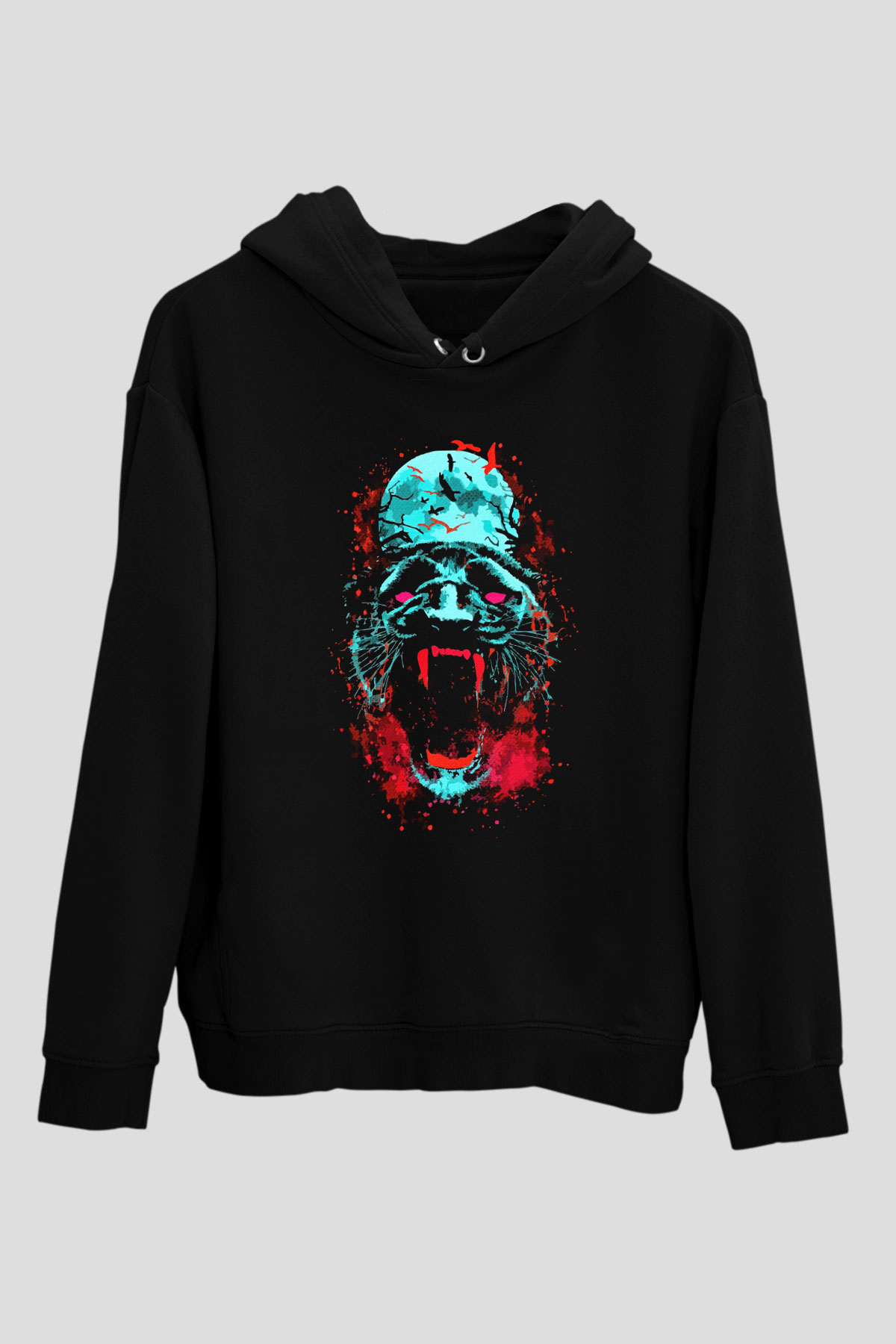 Çita Siyah Unisex Kapüşonlu Sweatshirt