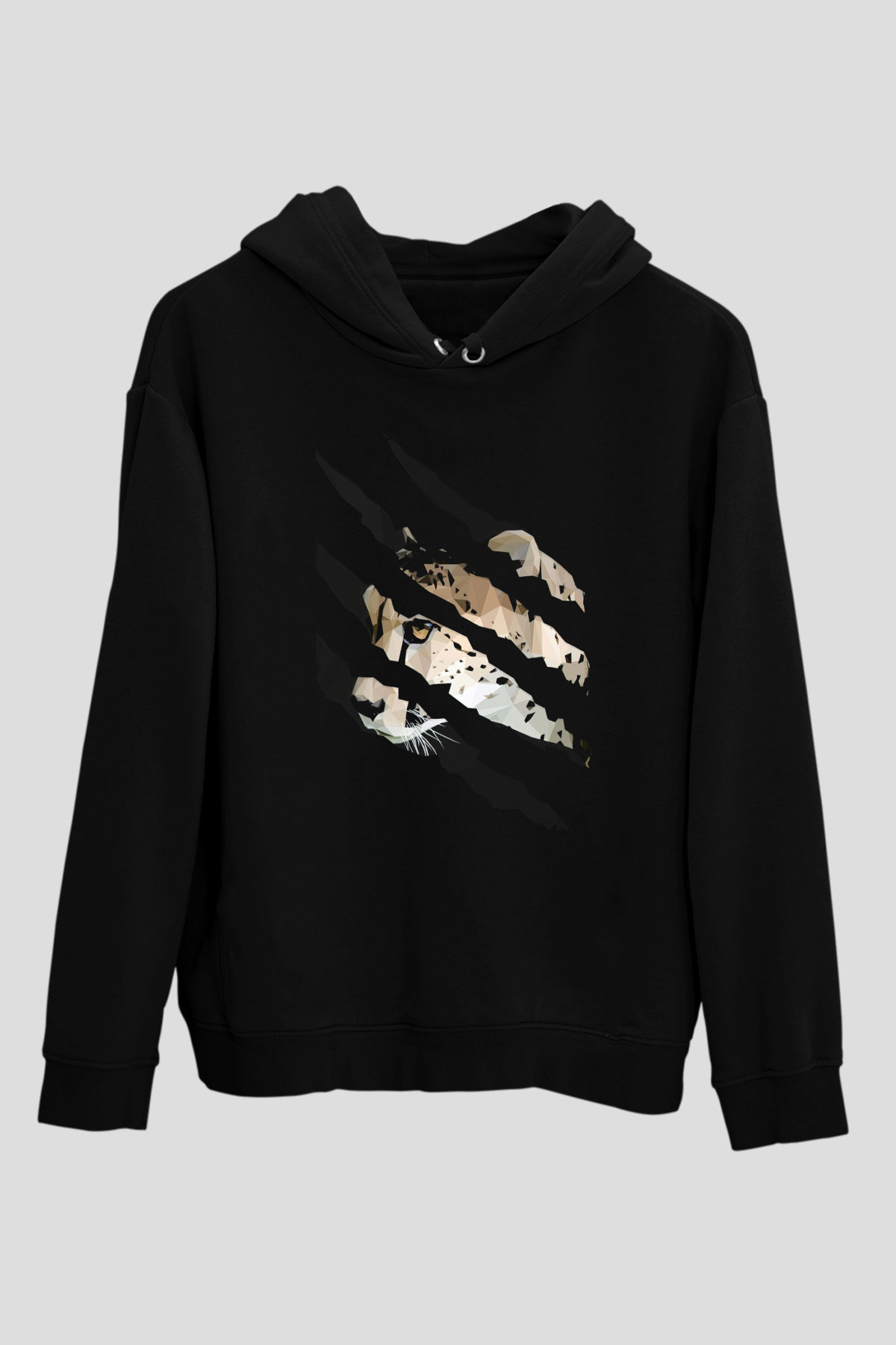 Çita Siyah Unisex Kapüşonlu Sweatshirt