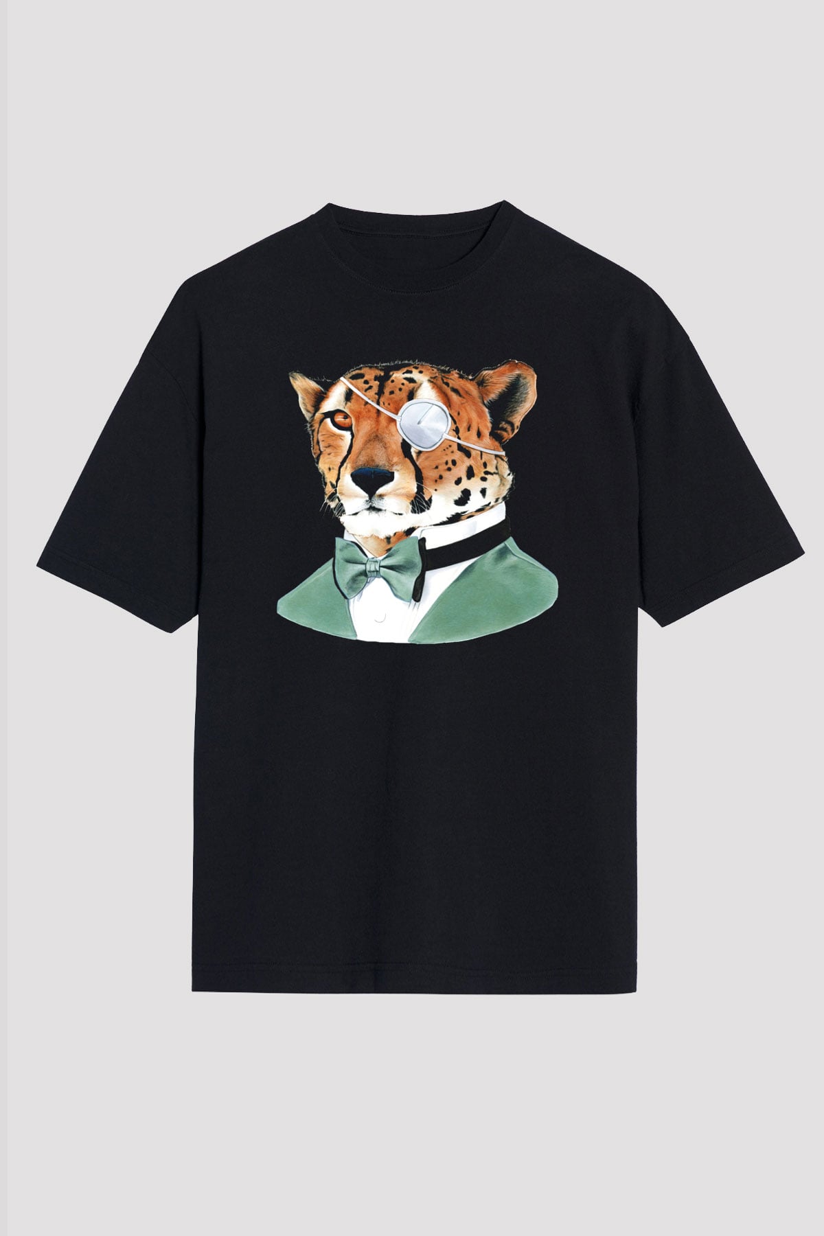 Çita Siyah Unisex Oversize Tişört T-Shirt