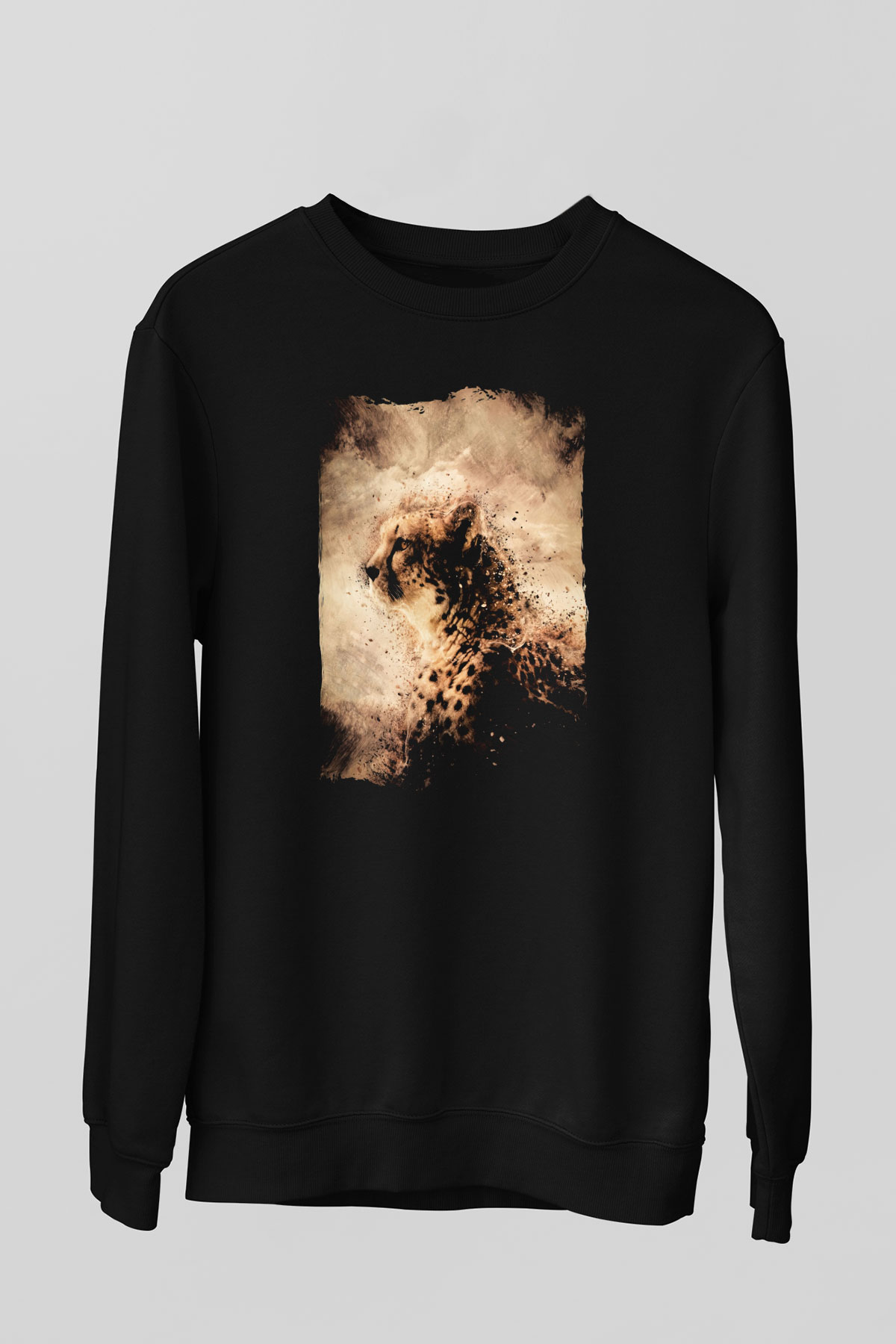 Çita Siyah Unisex Sweatshirt
