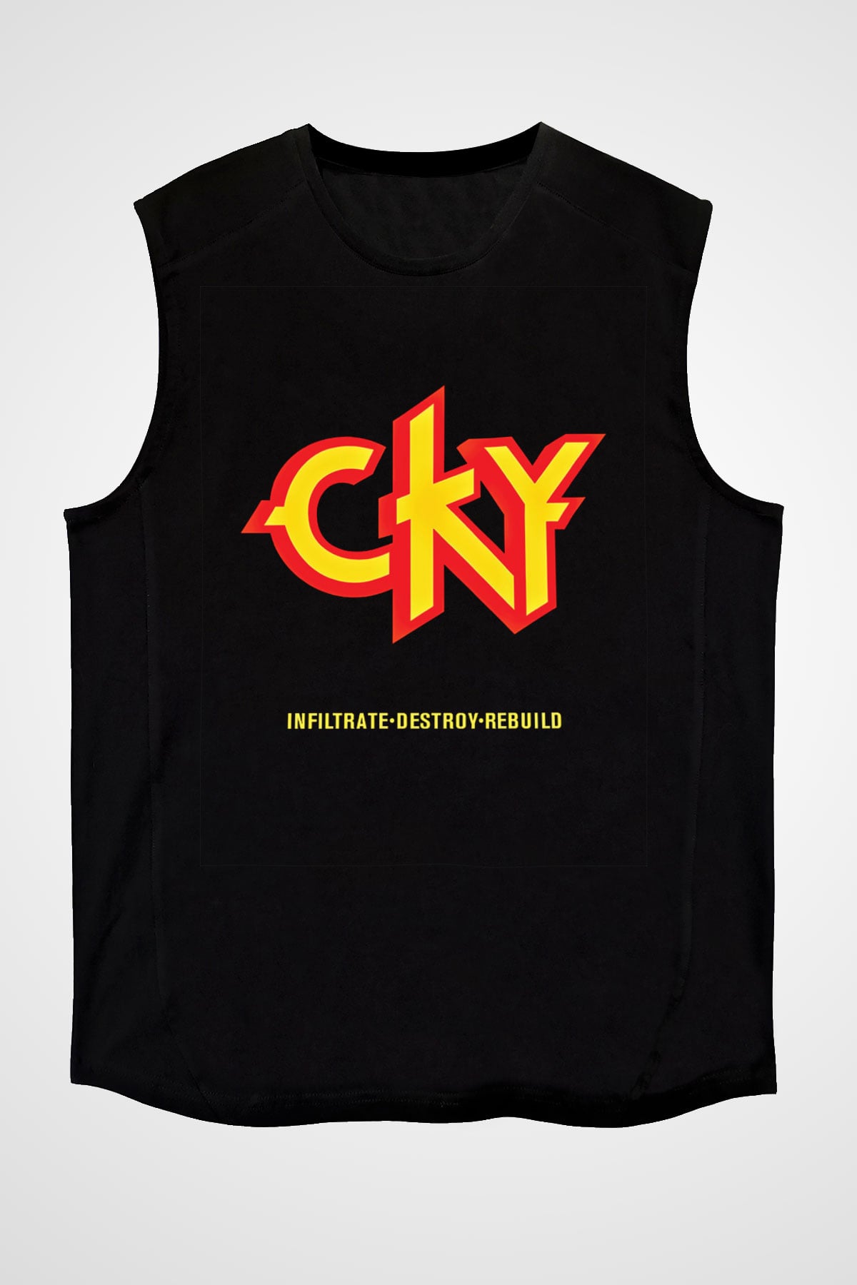 CKY Baskılı Unisex Siyah Kolsuz Tişört