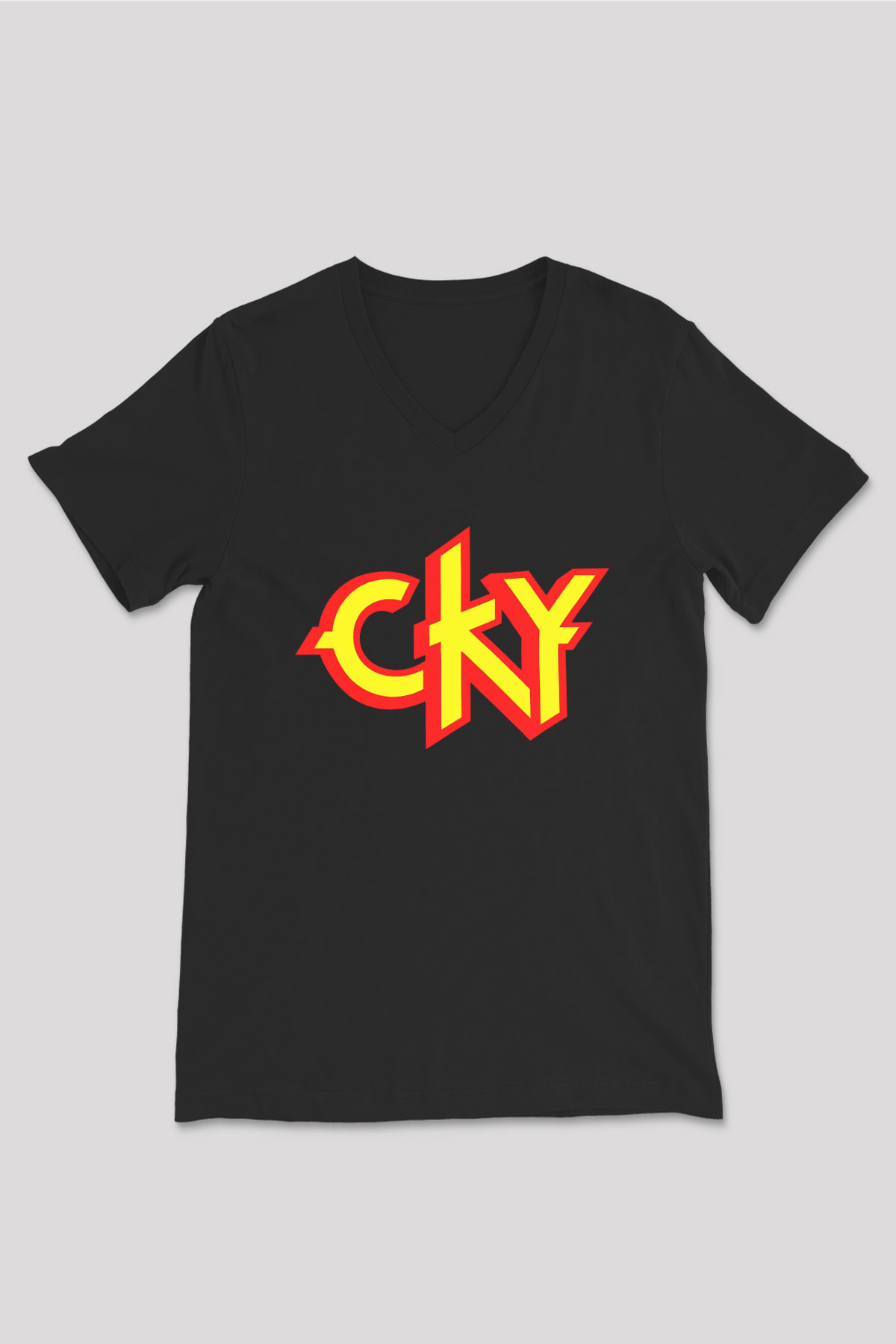 CKY Siyah Unisex V Yaka Tişört T-Shirt