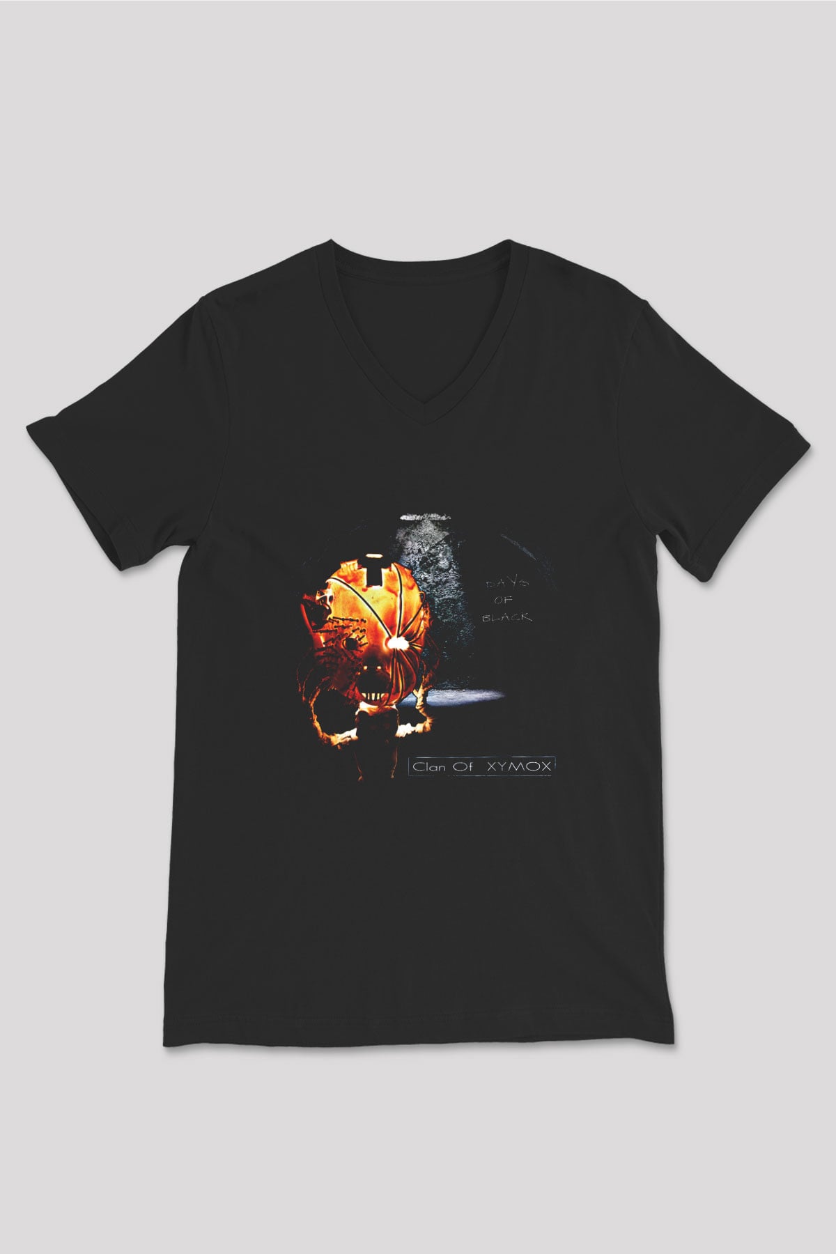 Clan of Xymox Baskılı Unisex Siyah V Yaka Tişört