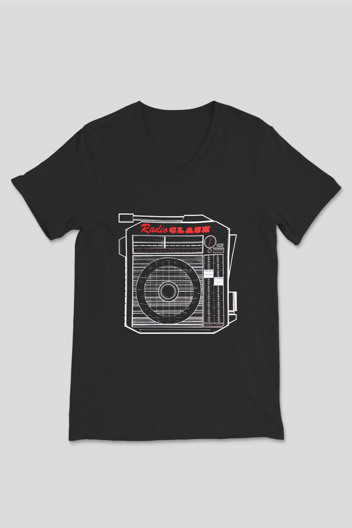Clash (The) Baskılı Unisex Siyah V Yaka Tişört