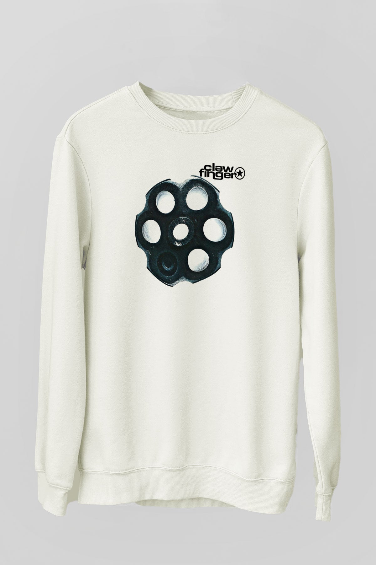 Clawfinger Baskılı Unisex Beyaz Sweatshirt