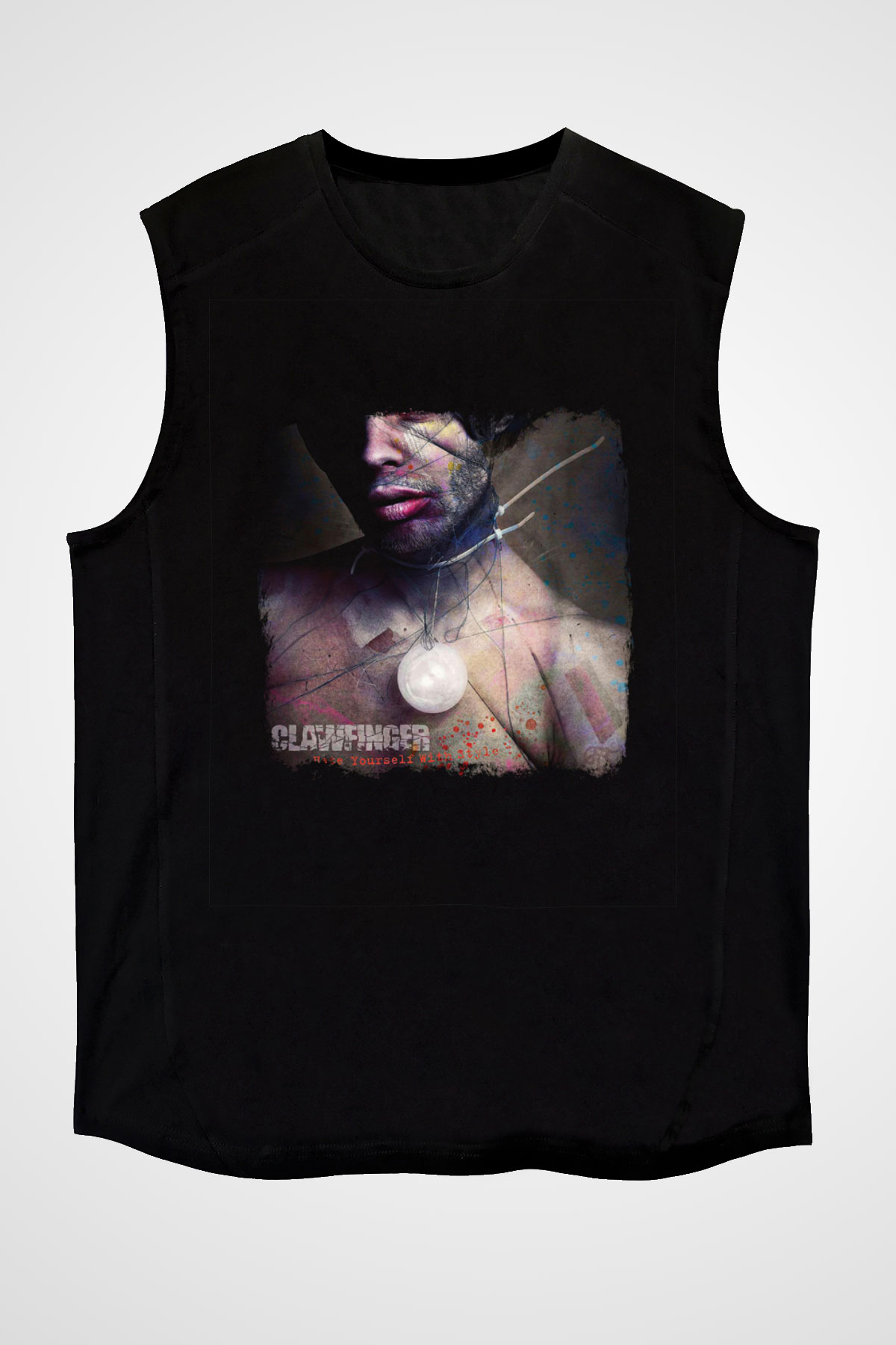 Clawfinger Baskılı Unisex Siyah Kolsuz Tişört