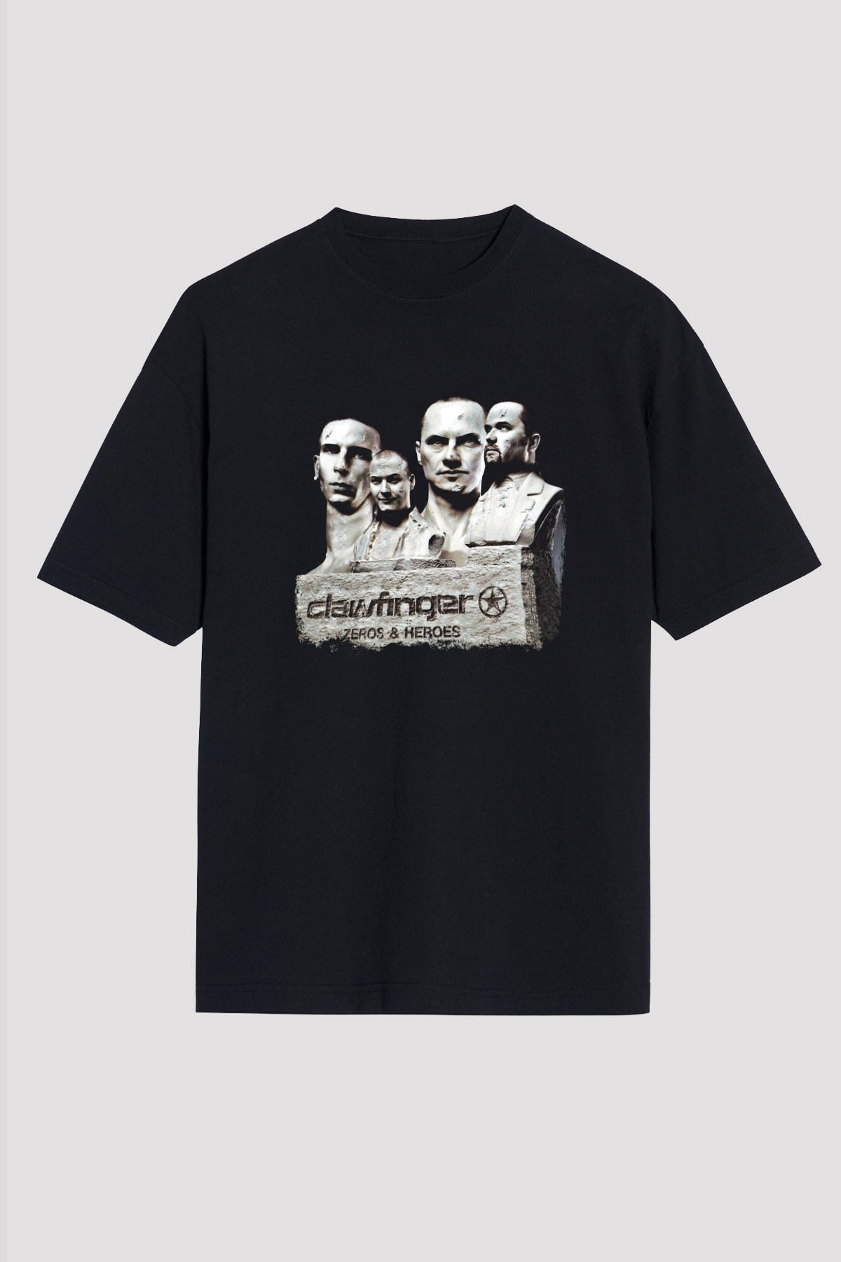 Clawfinger Baskılı Unisex Siyah Oversize Tişört