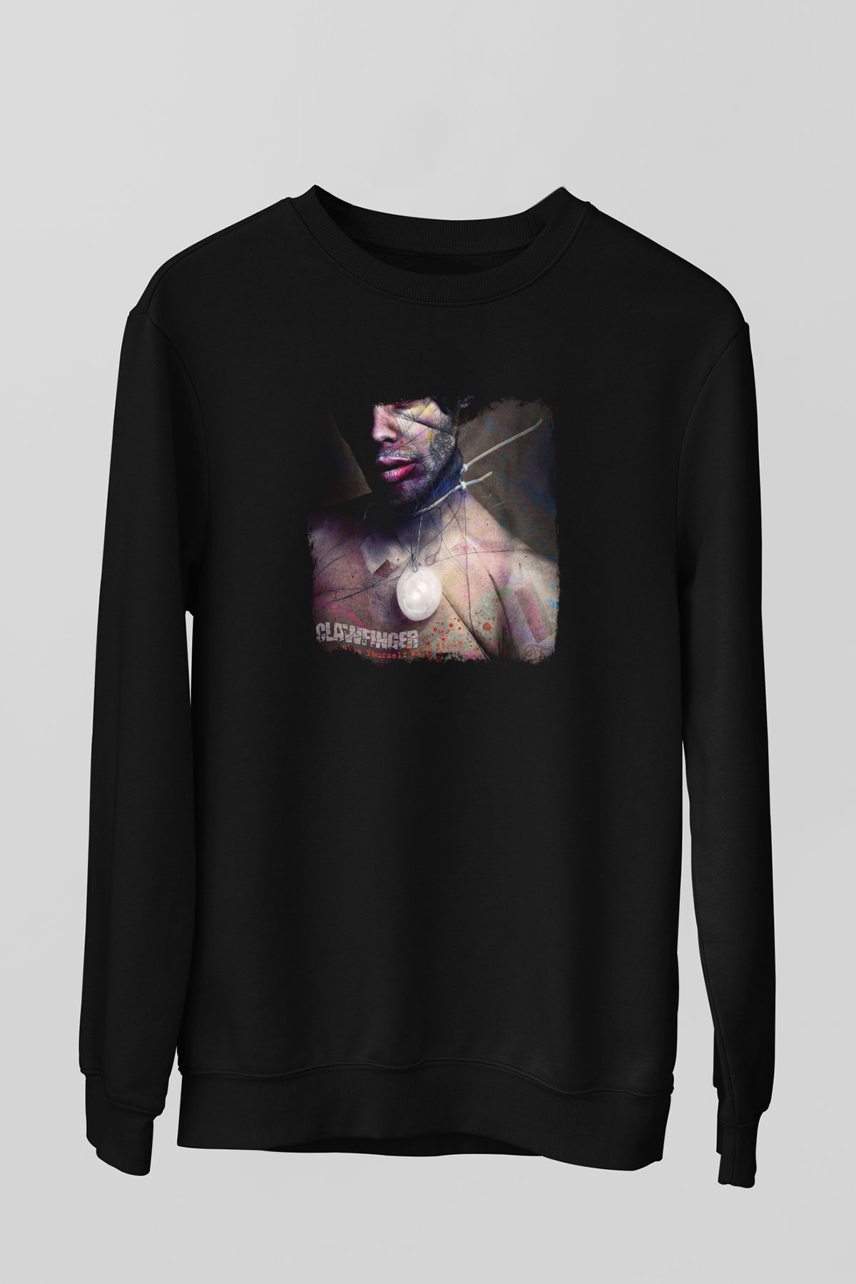 Clawfinger Baskılı Unisex Siyah Sweatshirt