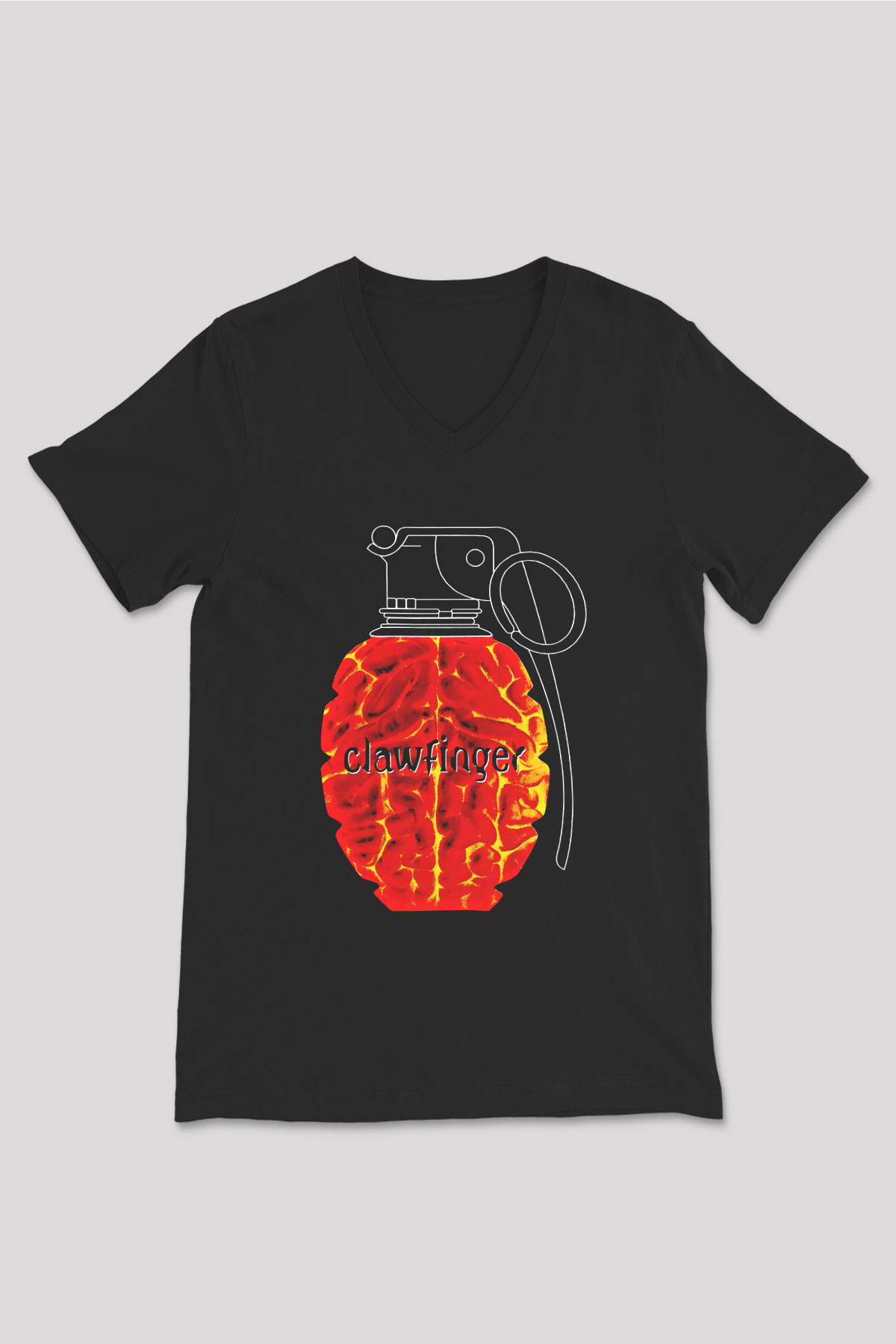 Clawfinger Baskılı Unisex Siyah V Yaka Tişört