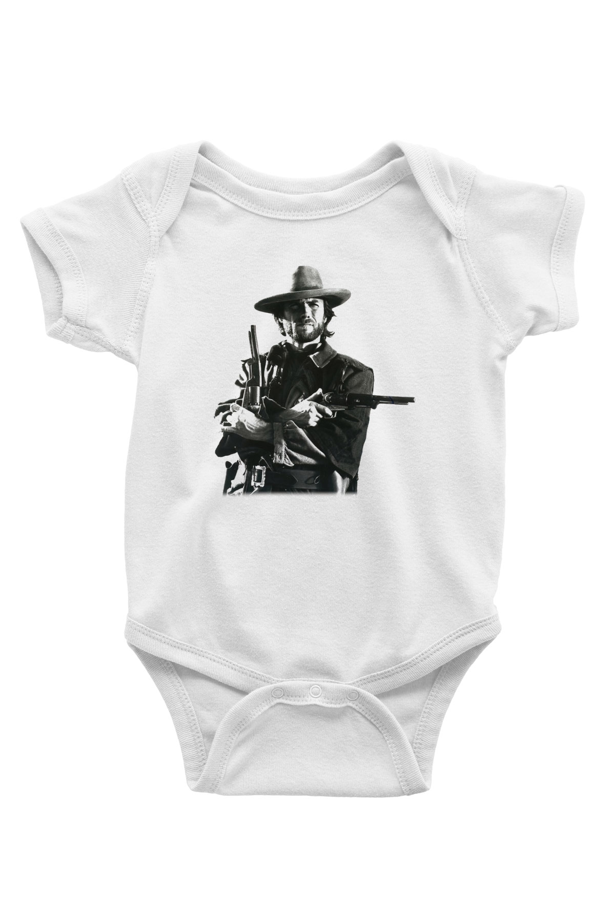 Clint Eastwood Baskılı Beyaz Unisex Bebek Body - Zıbın
