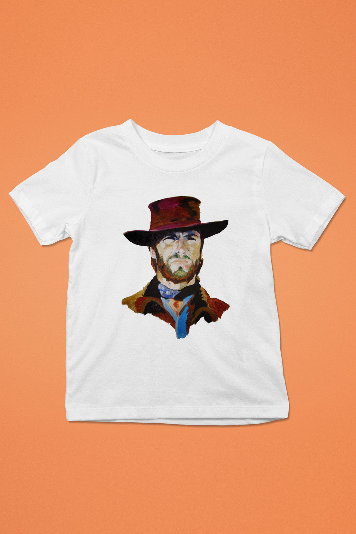 Clint Eastwood Baskılı Beyaz Unisex Çocuk Tişört