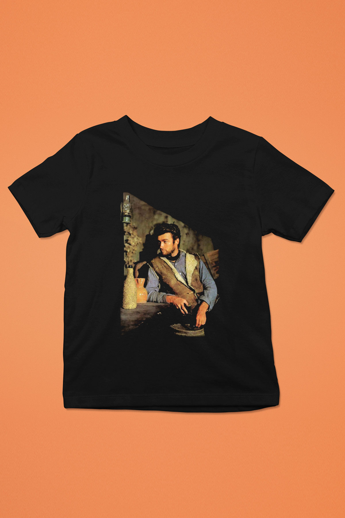 Clint Eastwood Baskılı Siyah Unisex Çocuk Tişört