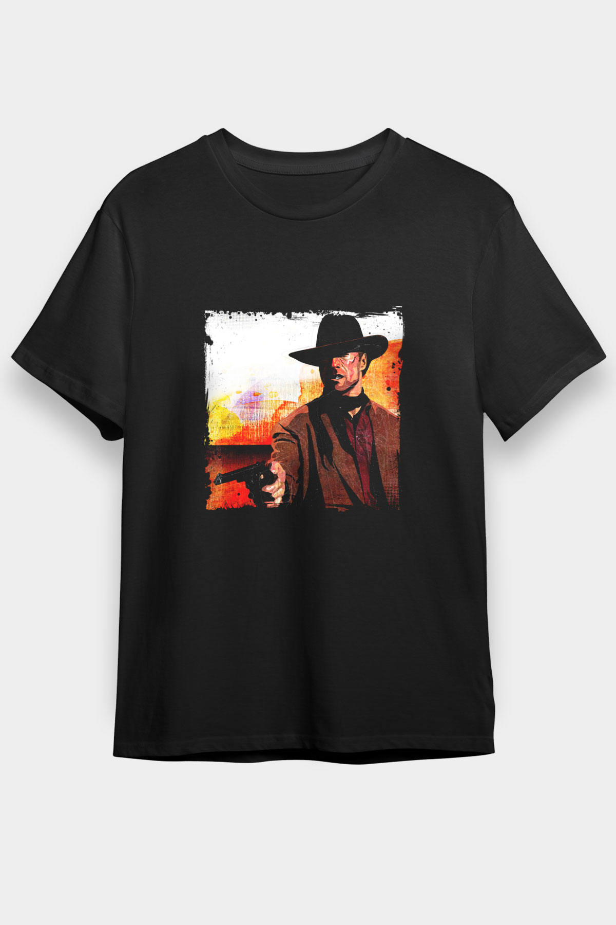 Clint Eastwood Baskılı Unisex Siyah Tişört