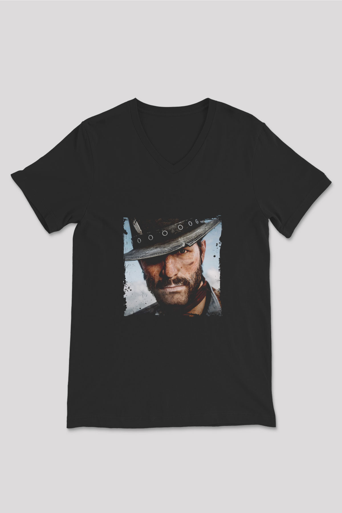 Clint Eastwood Baskılı Unisex Siyah V Yaka Tişört
