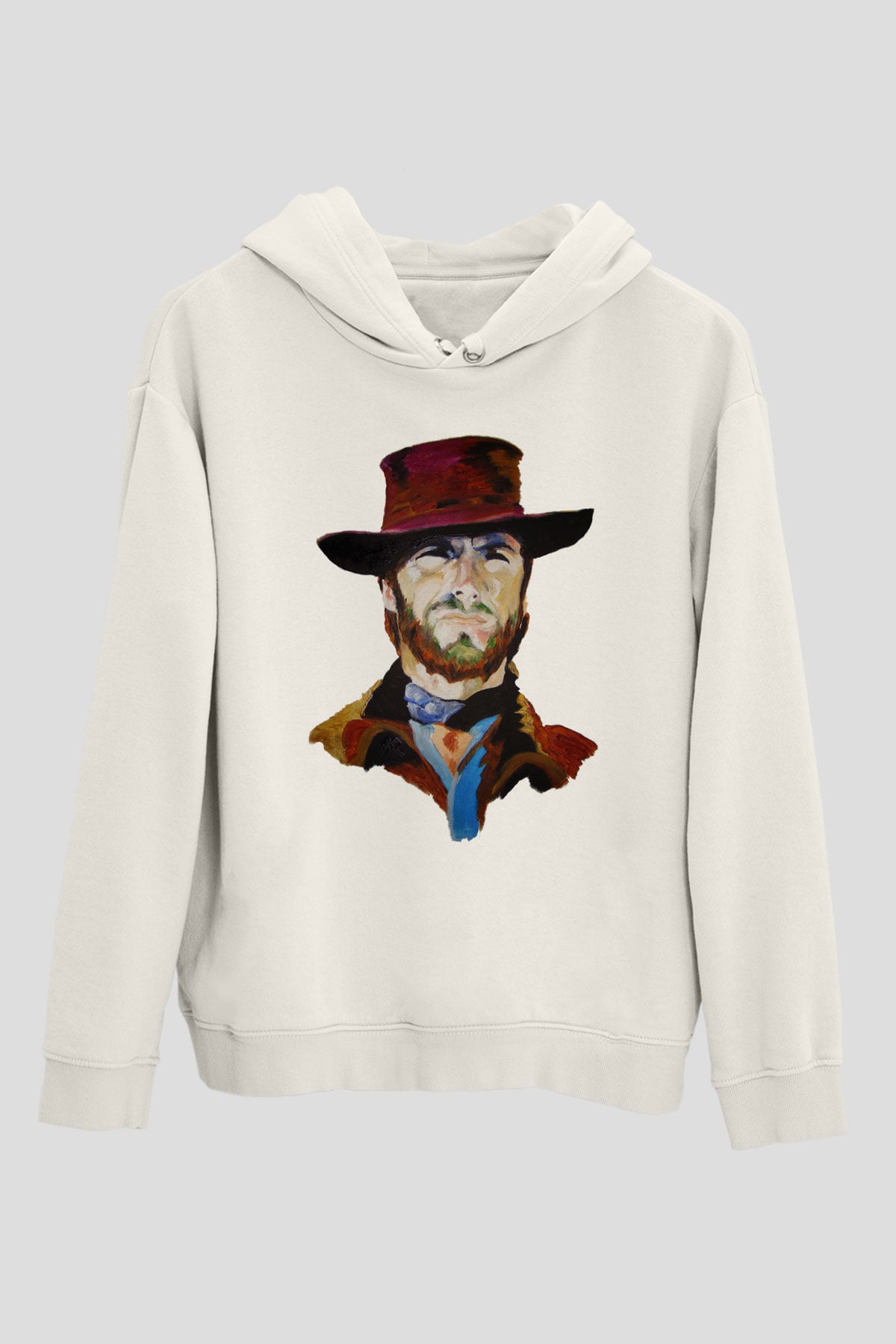 Clint Eastwood Beyaz Unisex Kapşonlu Sweatshirt