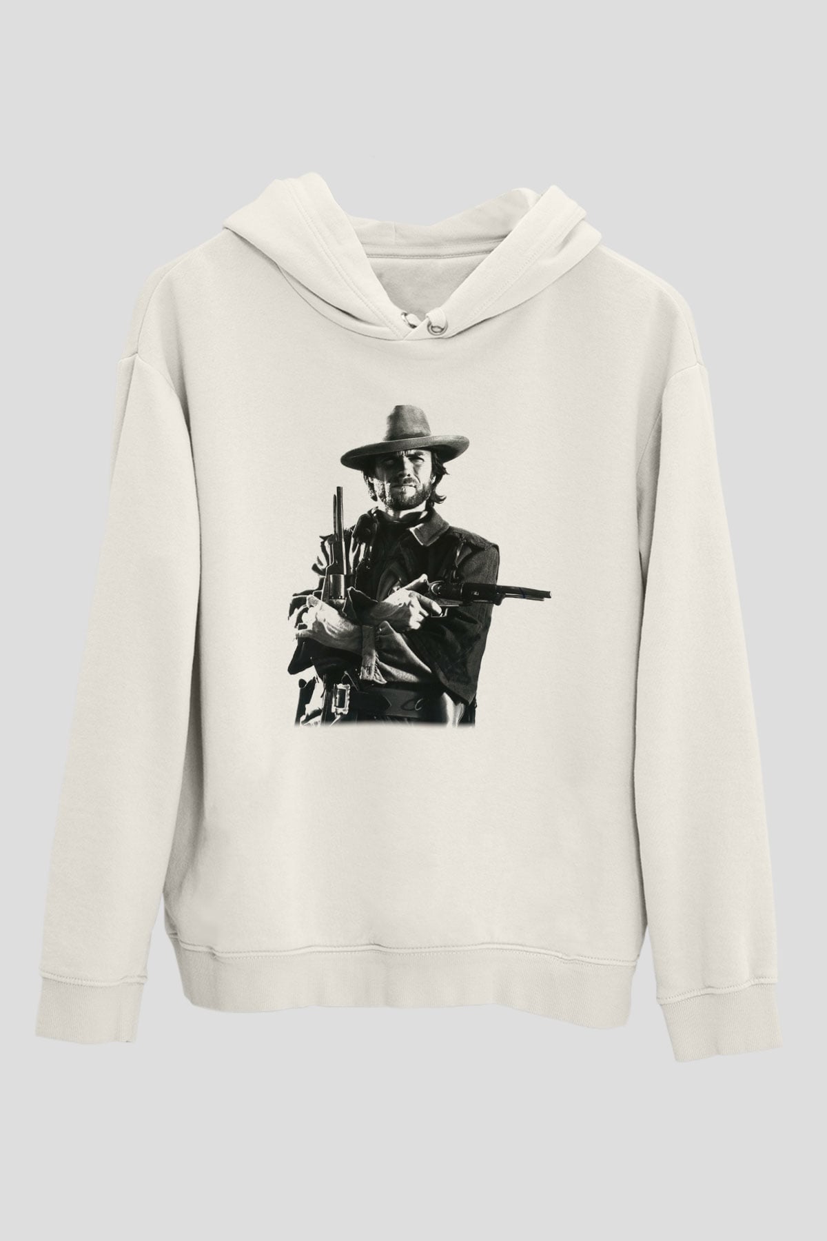 Clint Eastwood Beyaz Unisex Kapşonlu Sweatshirt