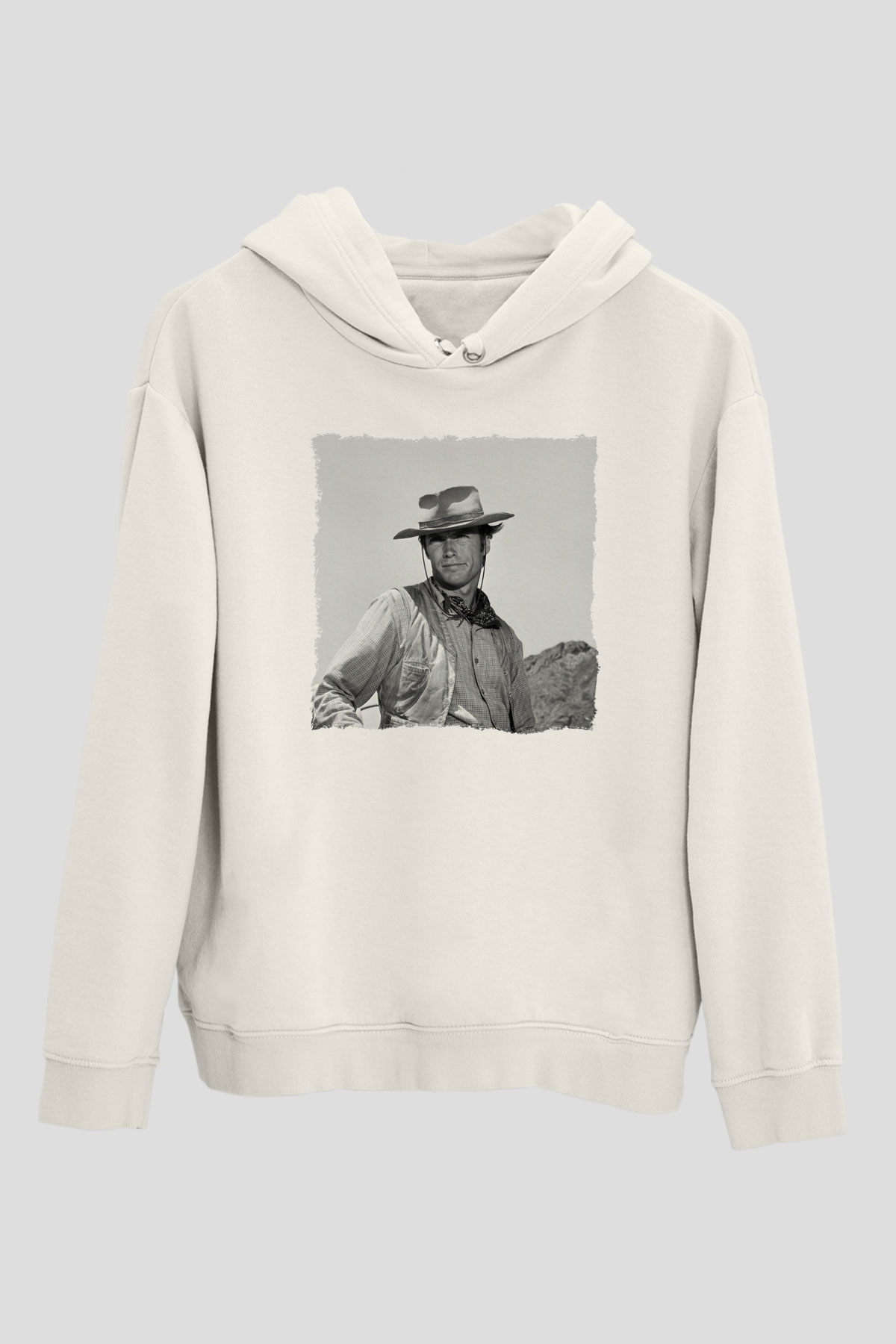Clint Eastwood Beyaz Unisex Kapüşonlu Sweatshirt