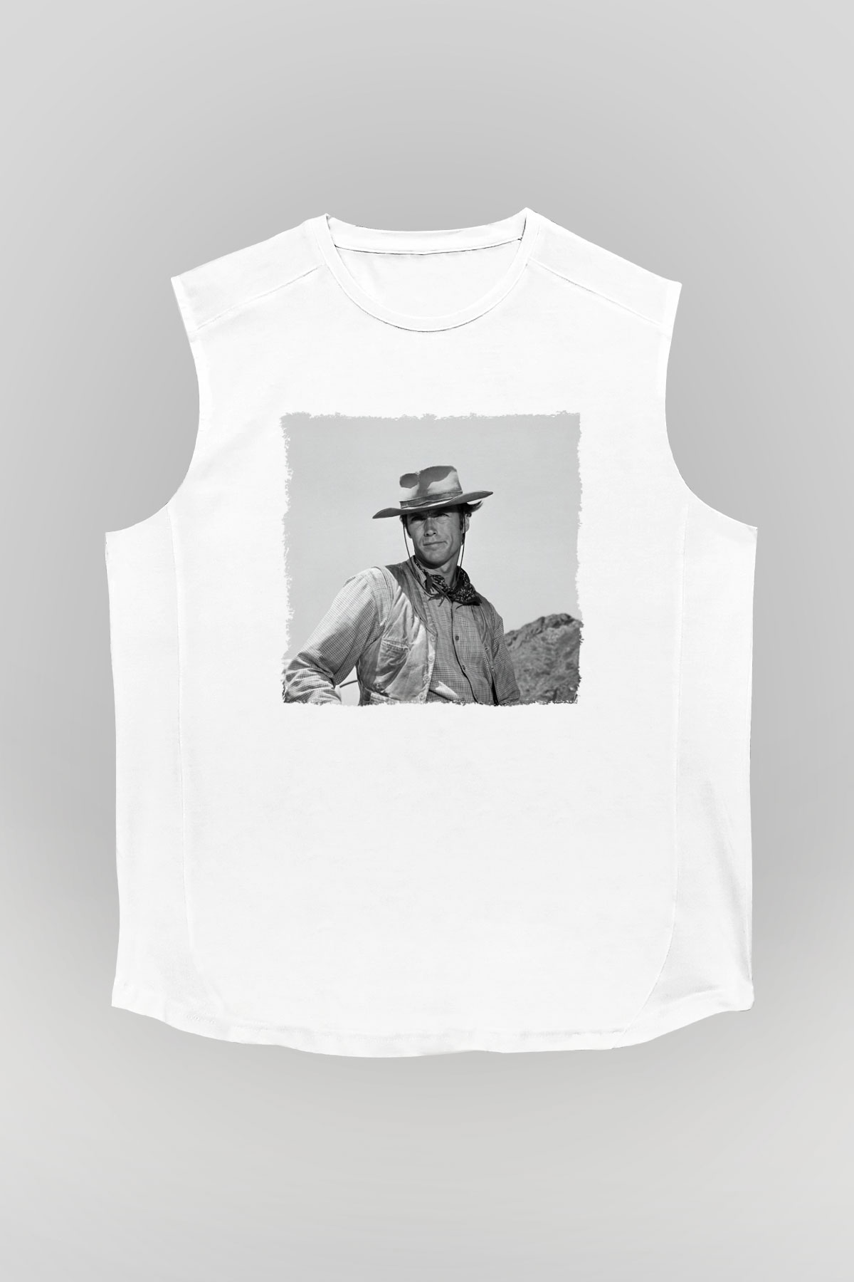 Clint Eastwood Beyaz Unisex Kolsuz Tişört