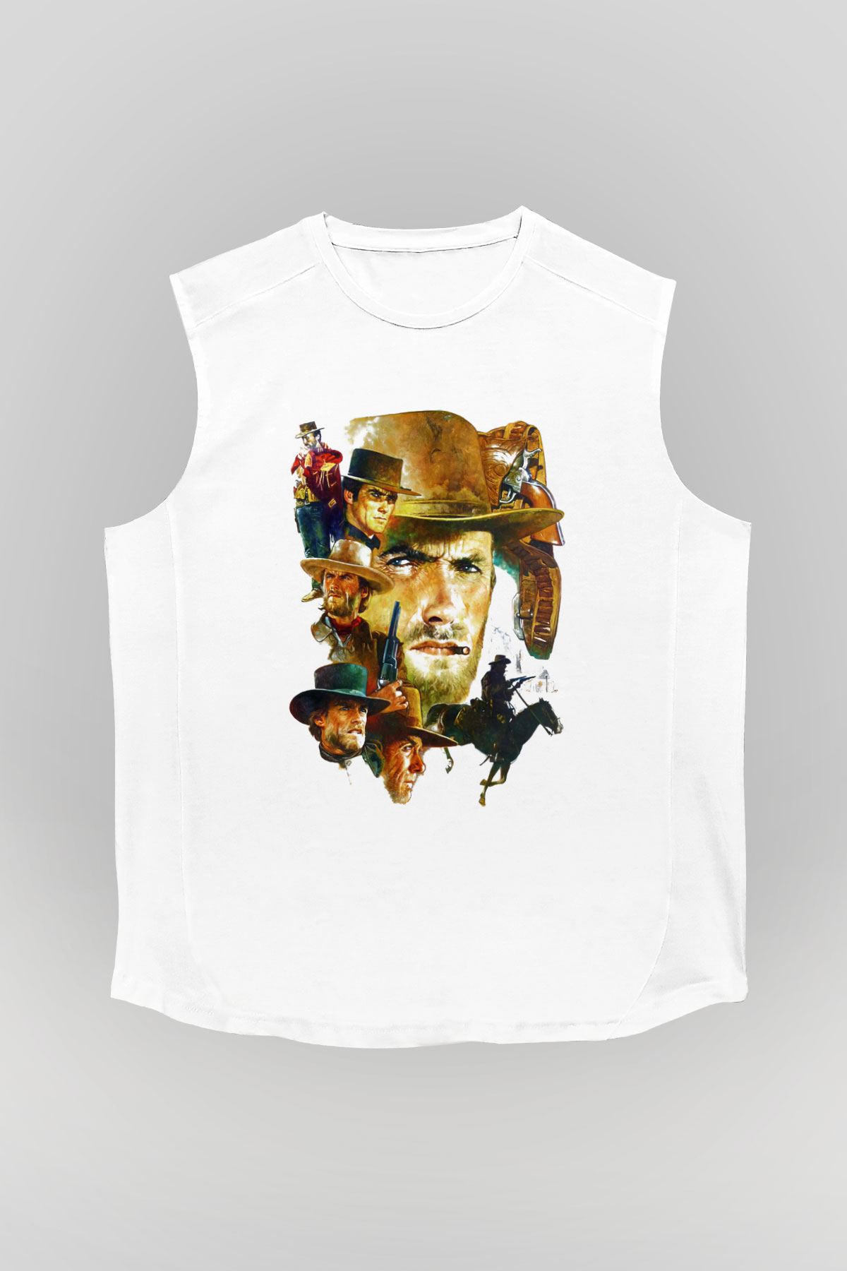 Clint Eastwood Beyaz Unisex Kolsuz Tişört