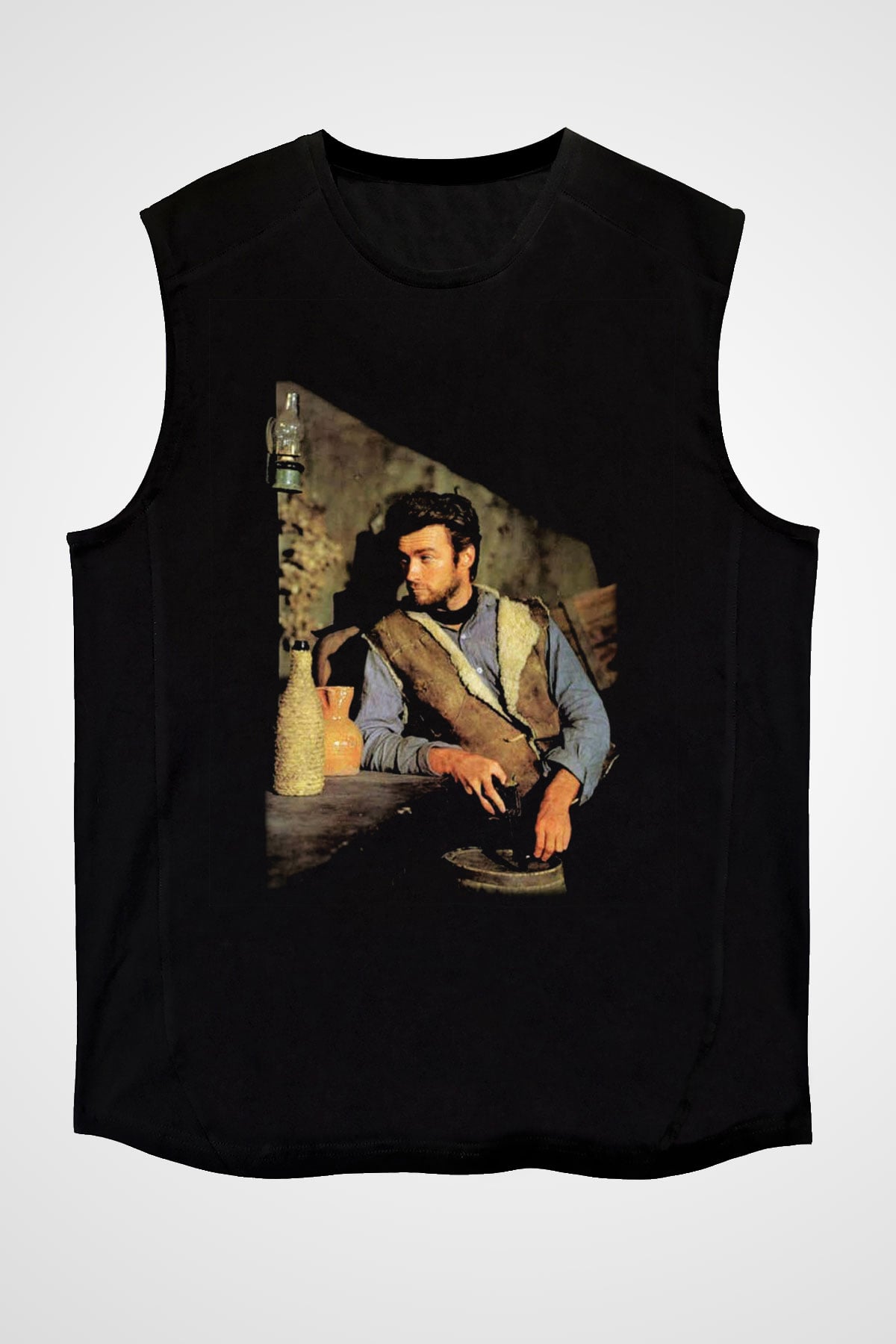 Clint Eastwood Siyah Unisex Kolsuz Tişört