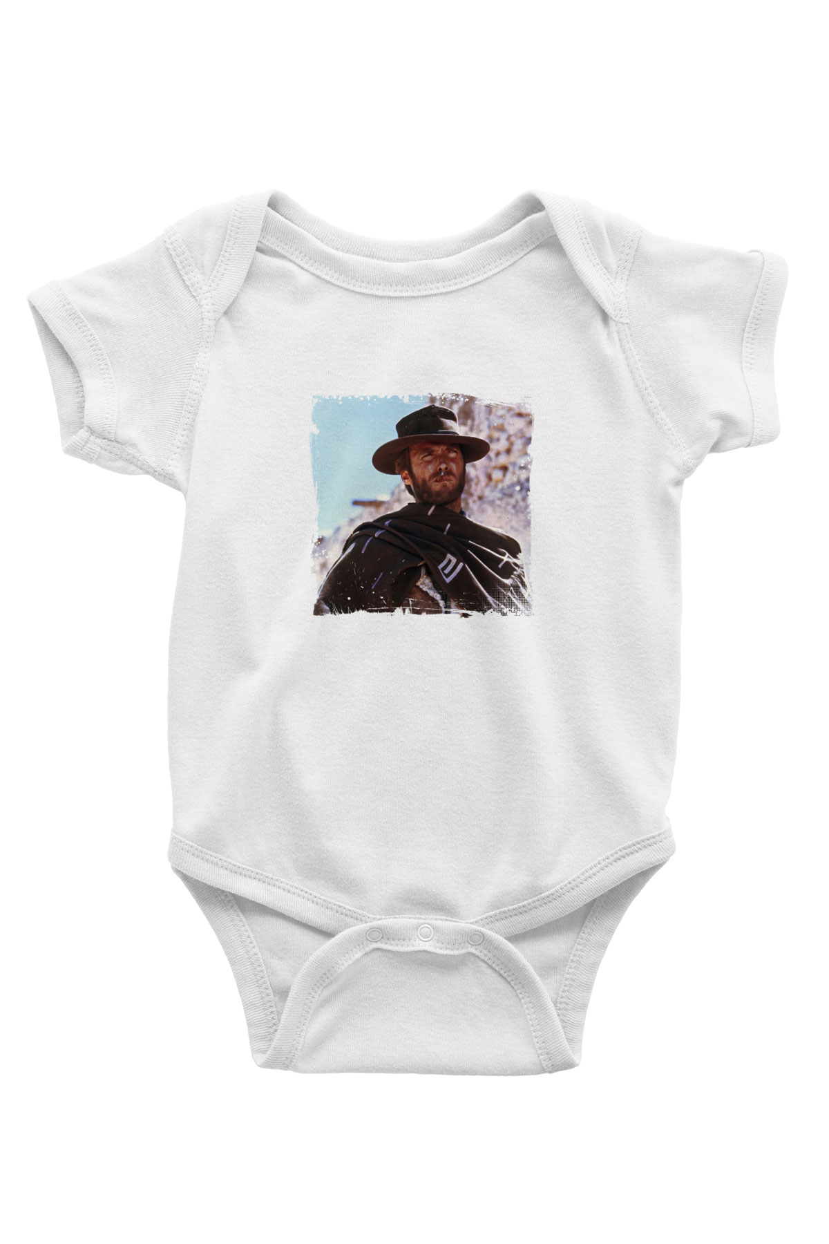 Clint Eastwood Unisex Baskılı Beyaz Bebek Body - Zıbın