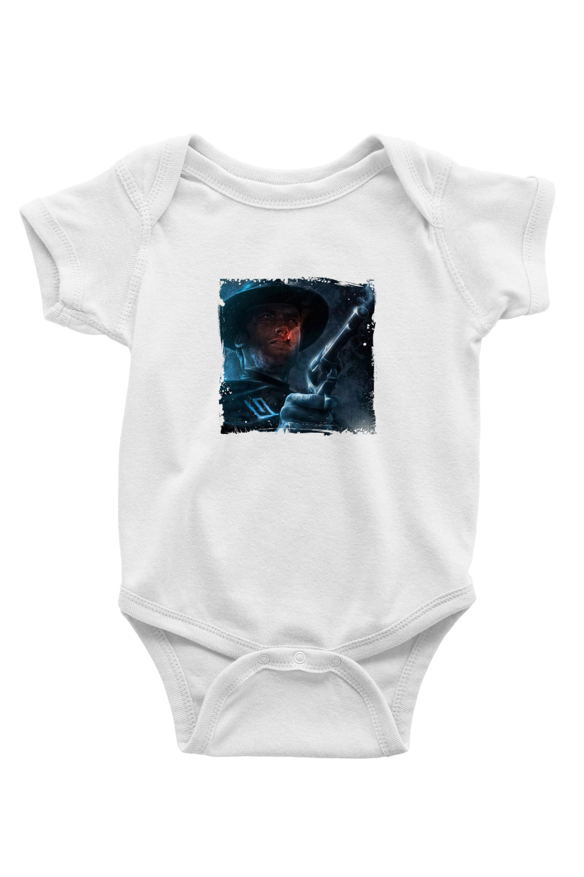 Clint Eastwood Unisex Baskılı Beyaz Bebek Body - Zıbın