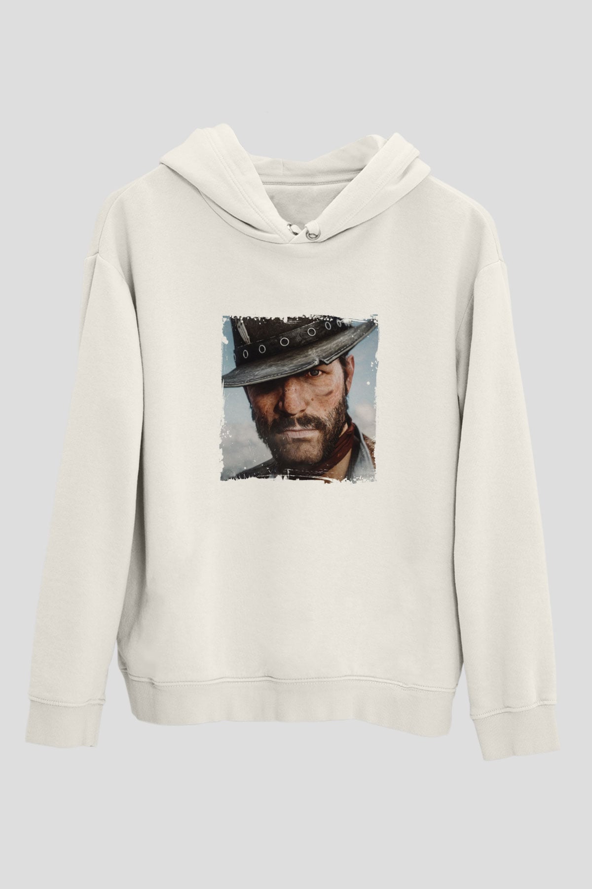 Clint Eastwood Unisex Baskılı Beyaz Kapüşonlu Sweatshirt