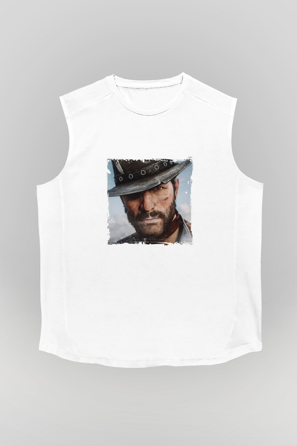 Clint Eastwood Unisex Baskılı Beyaz Kolsuz Tişört