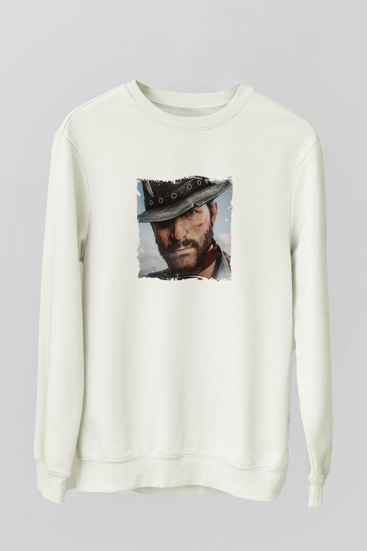 Clint Eastwood Unisex Baskılı Beyaz Sweatshirt