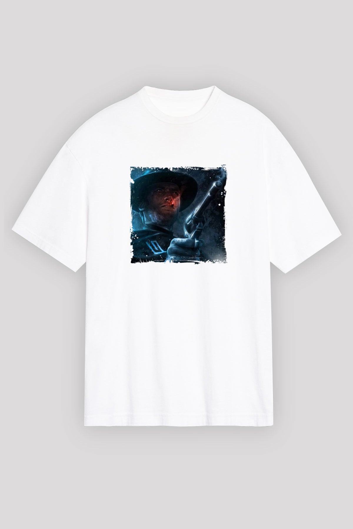 Clint Eastwood Unisex Baskılı Beyaz Tişört