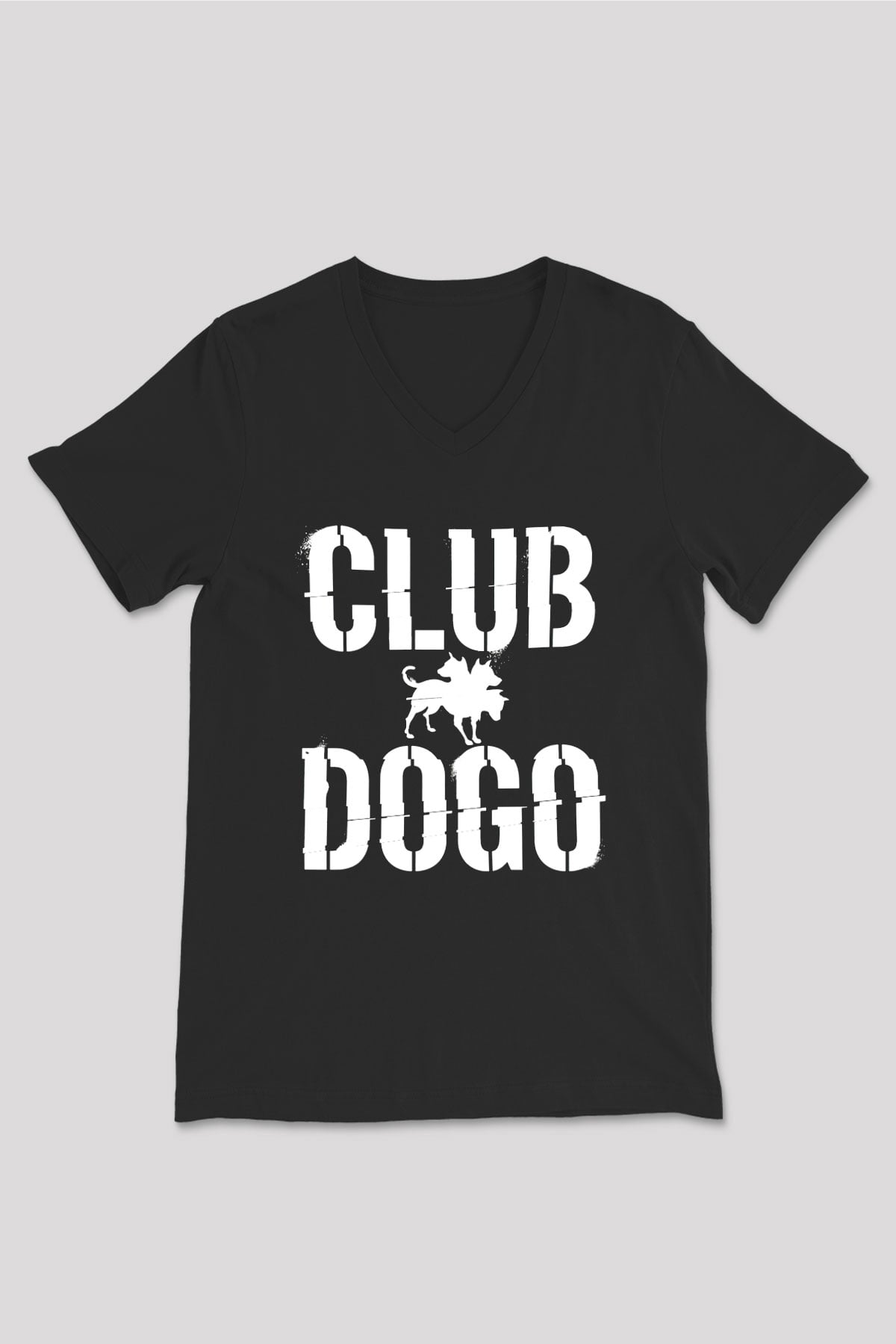 Club Dogo Siyah Unisex V Yaka Tişört T-Shirt