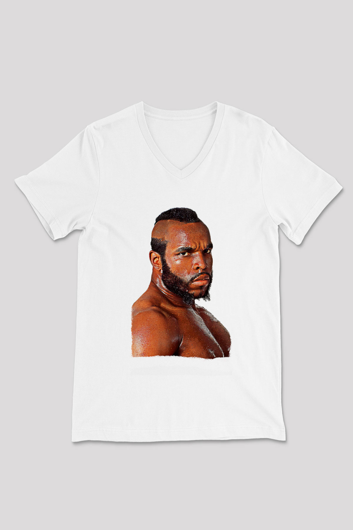 Clubber Baskılı Beyaz Unisex V Yaka Tişört - Tshirt