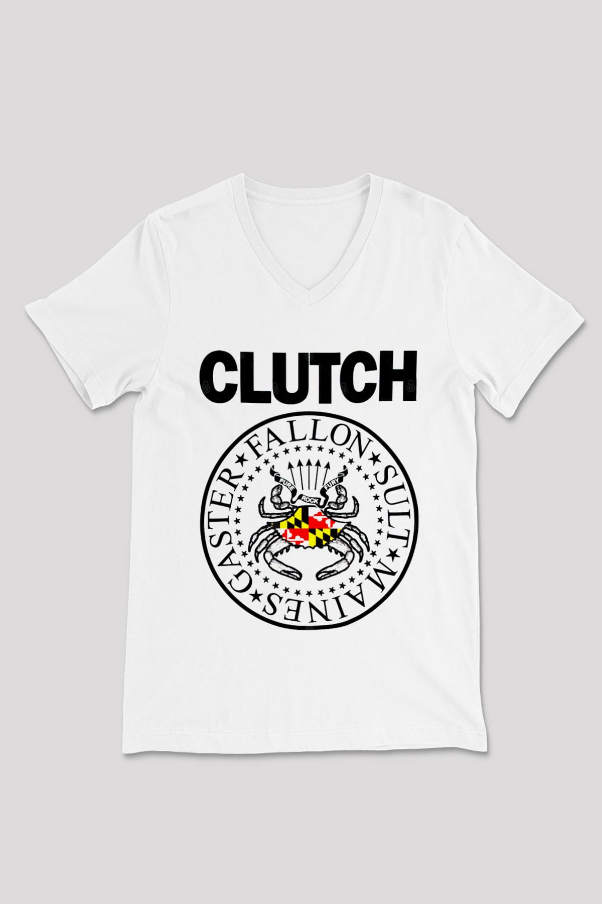 Clutch Beyaz Unisex V Yaka Tişört