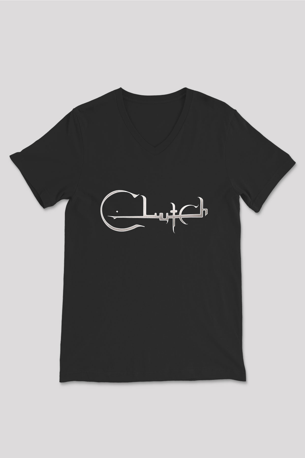 Clutch Siyah Unisex V Yaka Tişört T-Shirt