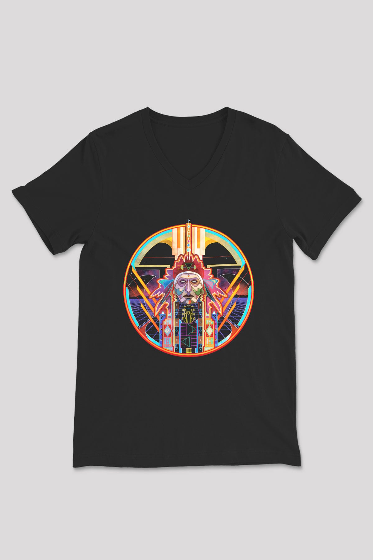 Clutch Siyah Unisex V Yaka Tişört T-Shirt