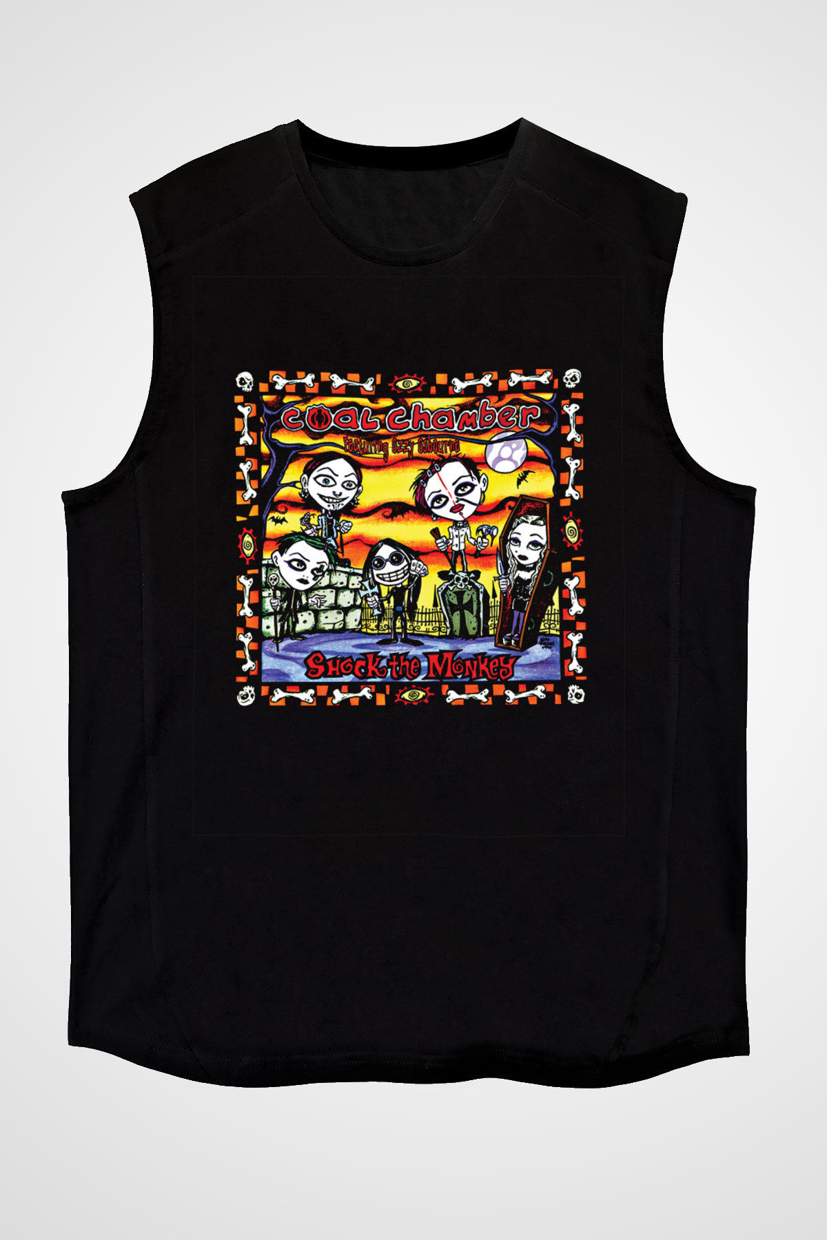 Coal Chamber Baskılı Unisex Siyah Kolsuz Tişört