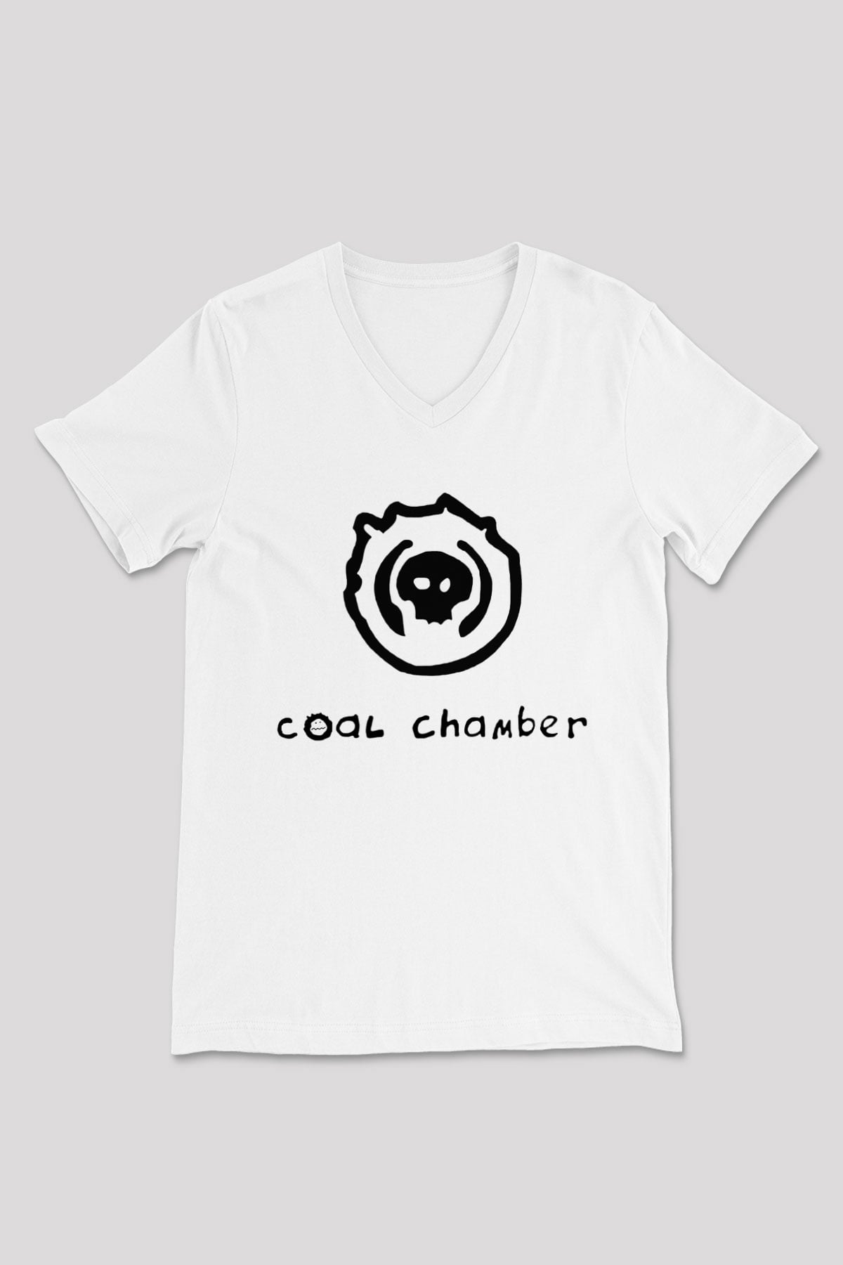 Coal Chamber Beyaz Unisex V Yaka Tişört T-Shirt